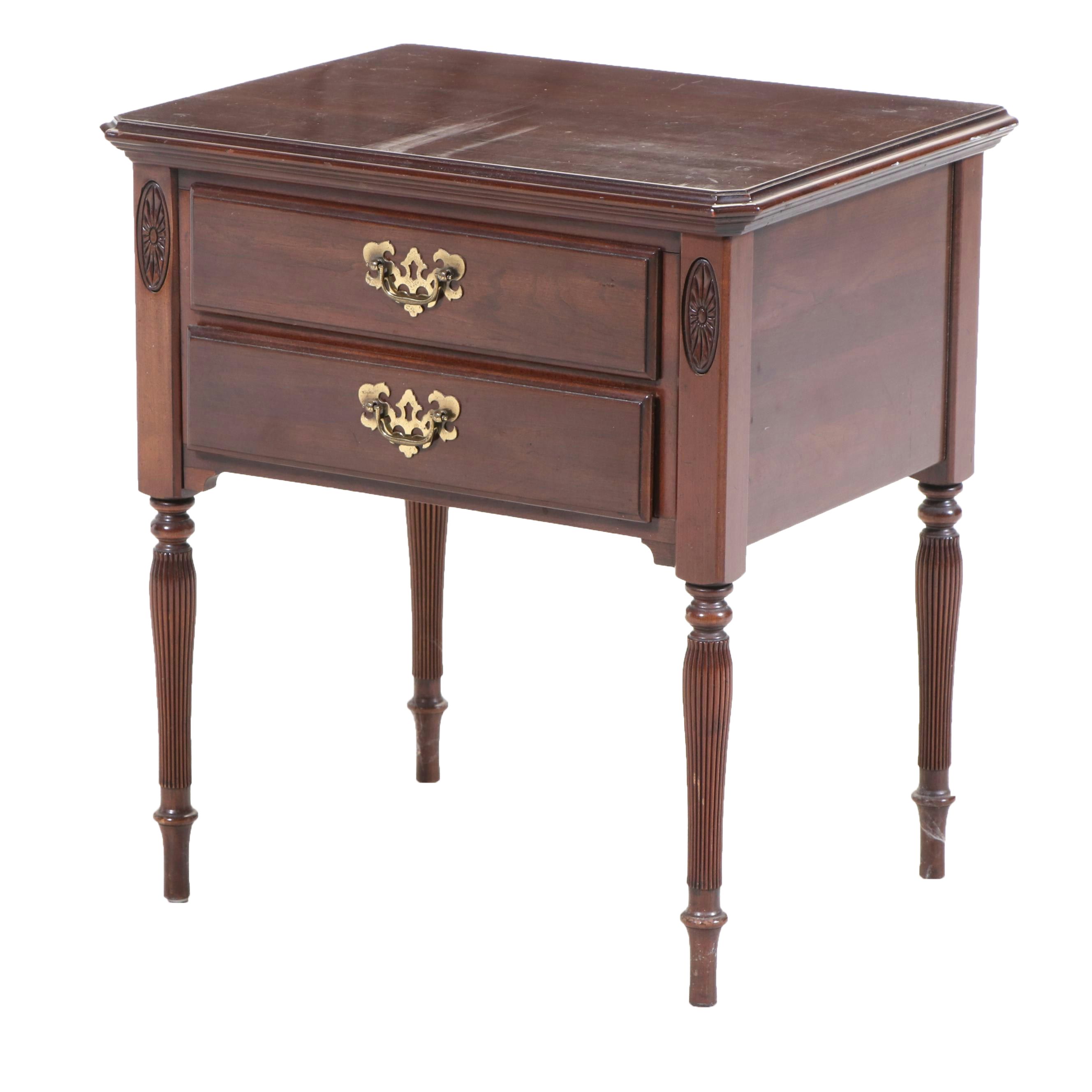 Ethan Allen Georgian Court Cherry Two-Drawer Nightstand, Mid to Late 20th C.