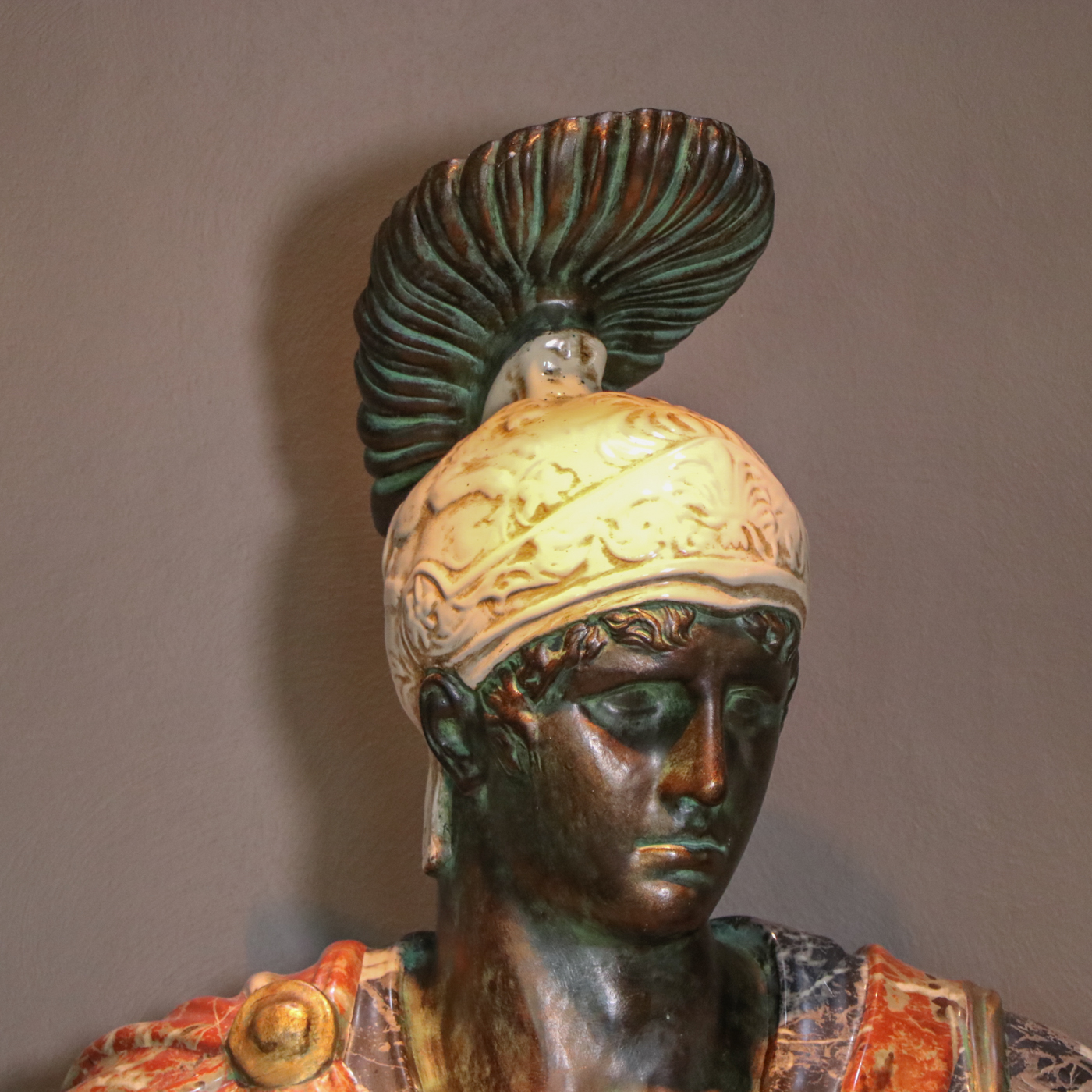 Paolo Marioni Italian Faux Marble Roman Bust with Fluted Column Base