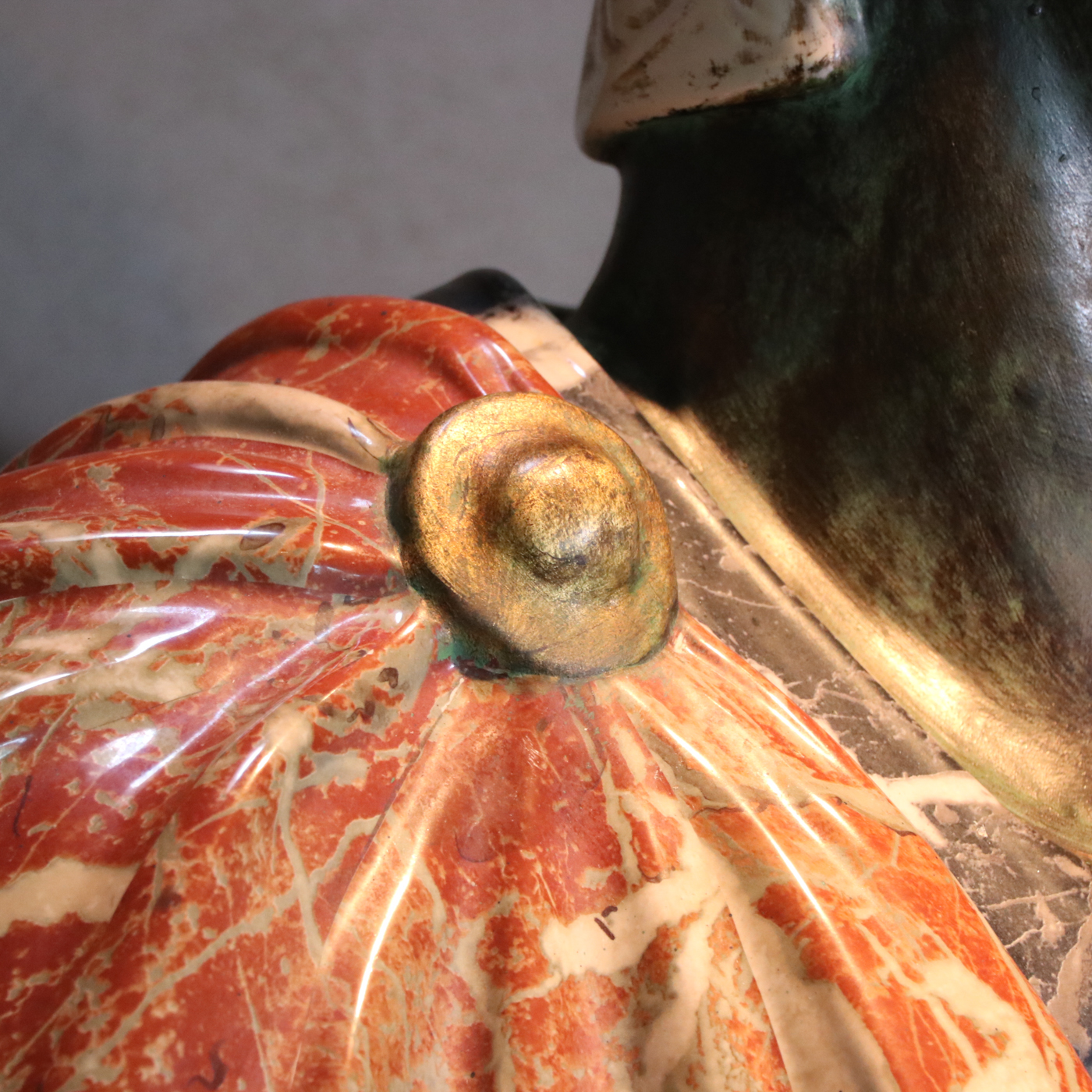 Paolo Marioni Italian Faux Marble Roman Bust with Fluted Column Base