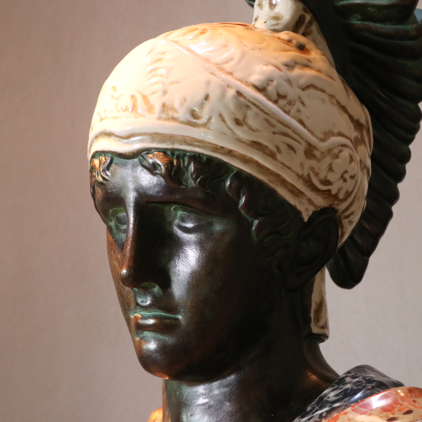 Paolo Marioni Italian Faux Marble Roman Bust with Fluted Column Base