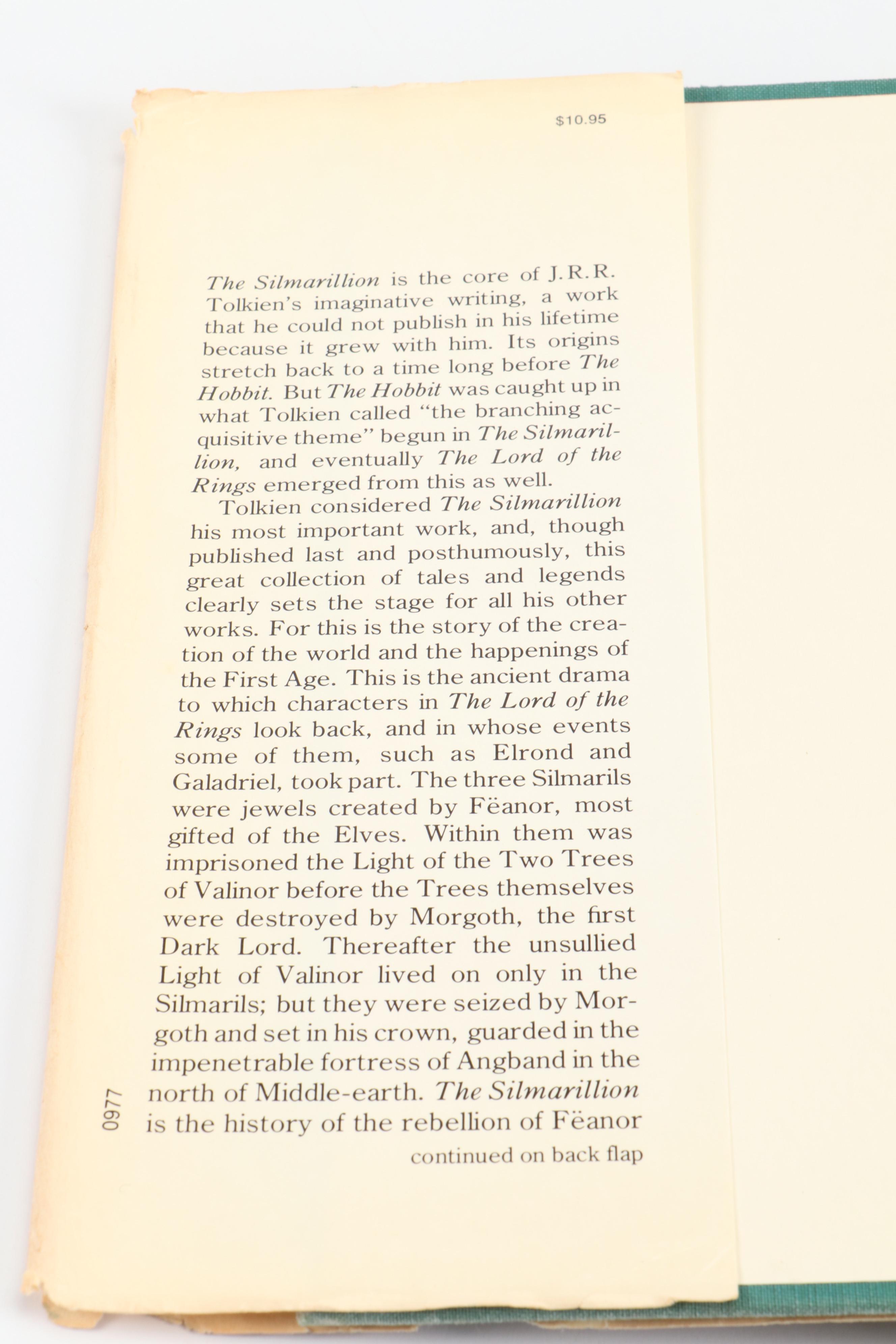 First American Edition "The Silmarillion" by J. R. R. Tolkien with Map, 1977