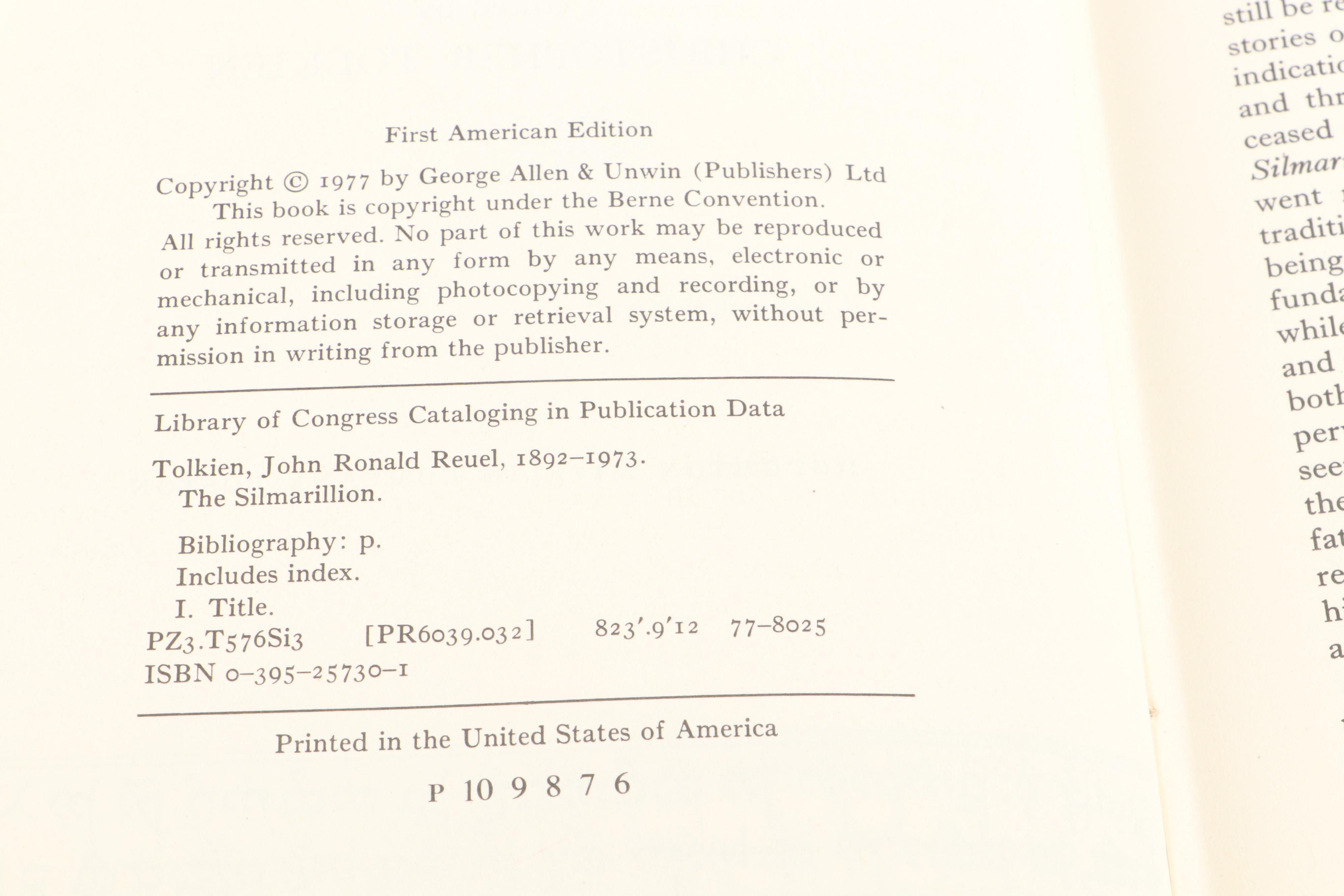 First American Edition "The Silmarillion" by J. R. R. Tolkien with Map, 1977