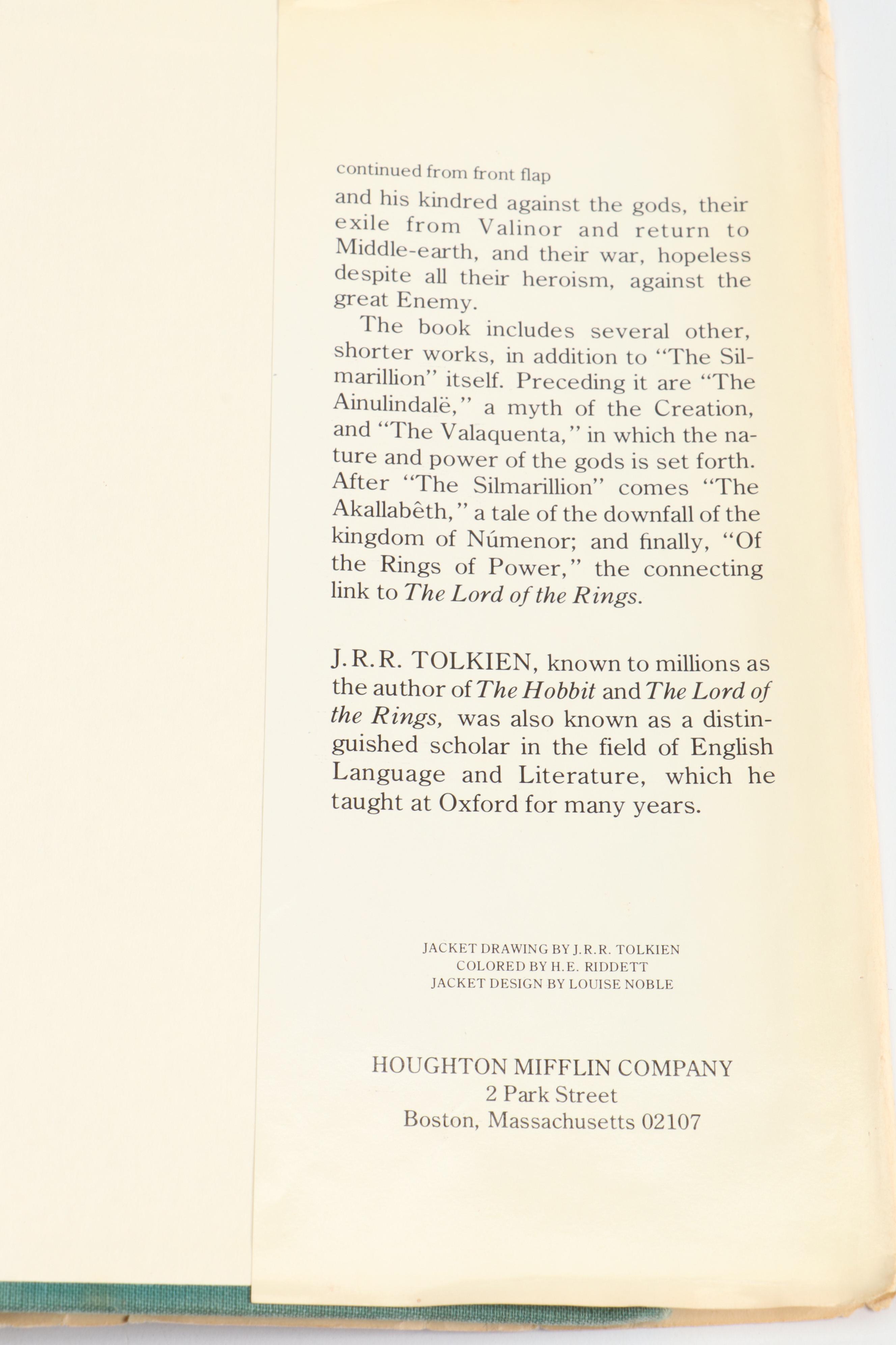 First American Edition "The Silmarillion" by J. R. R. Tolkien with Map, 1977