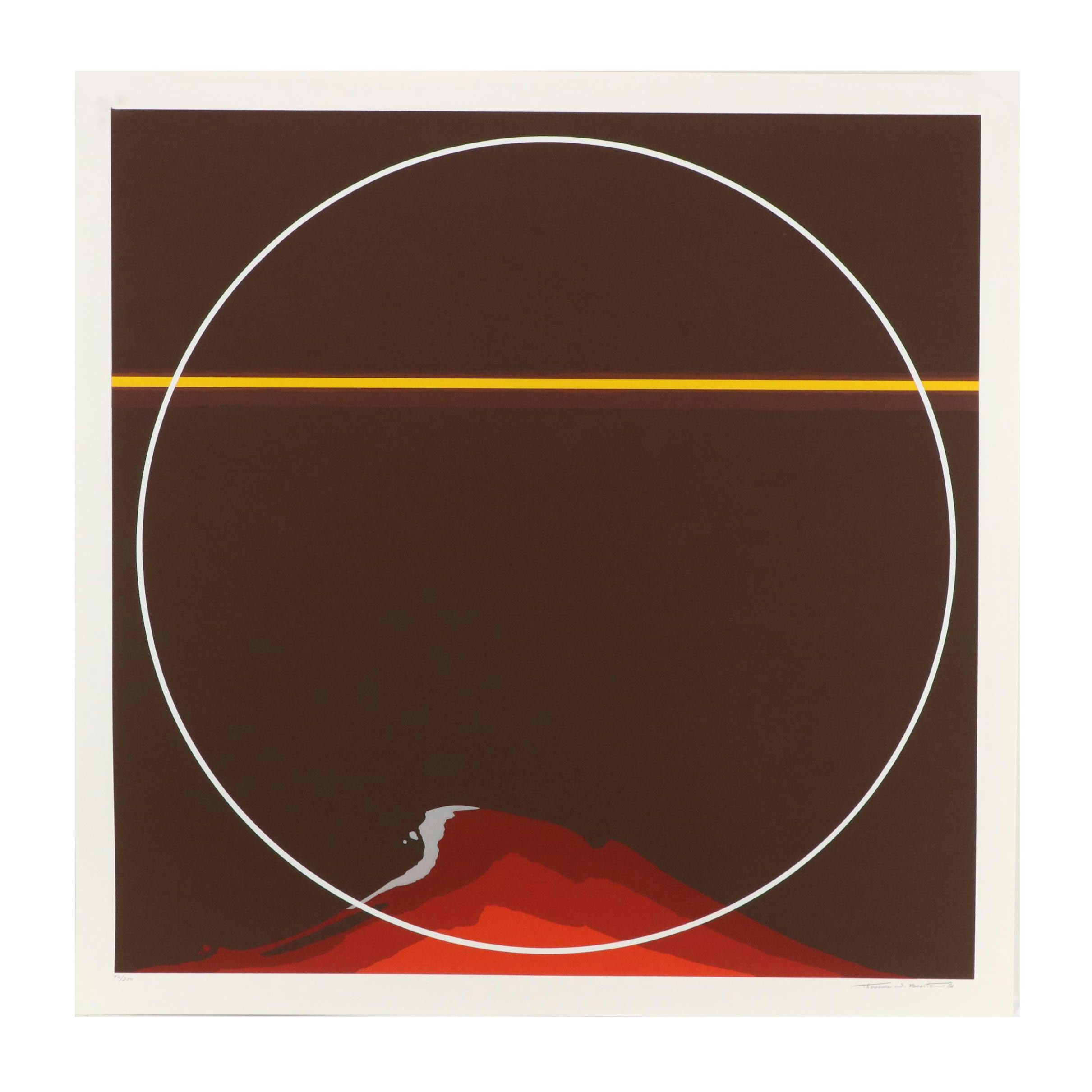 Thomas W. Benton Abstract Serigraph "Red Mountain," 1981