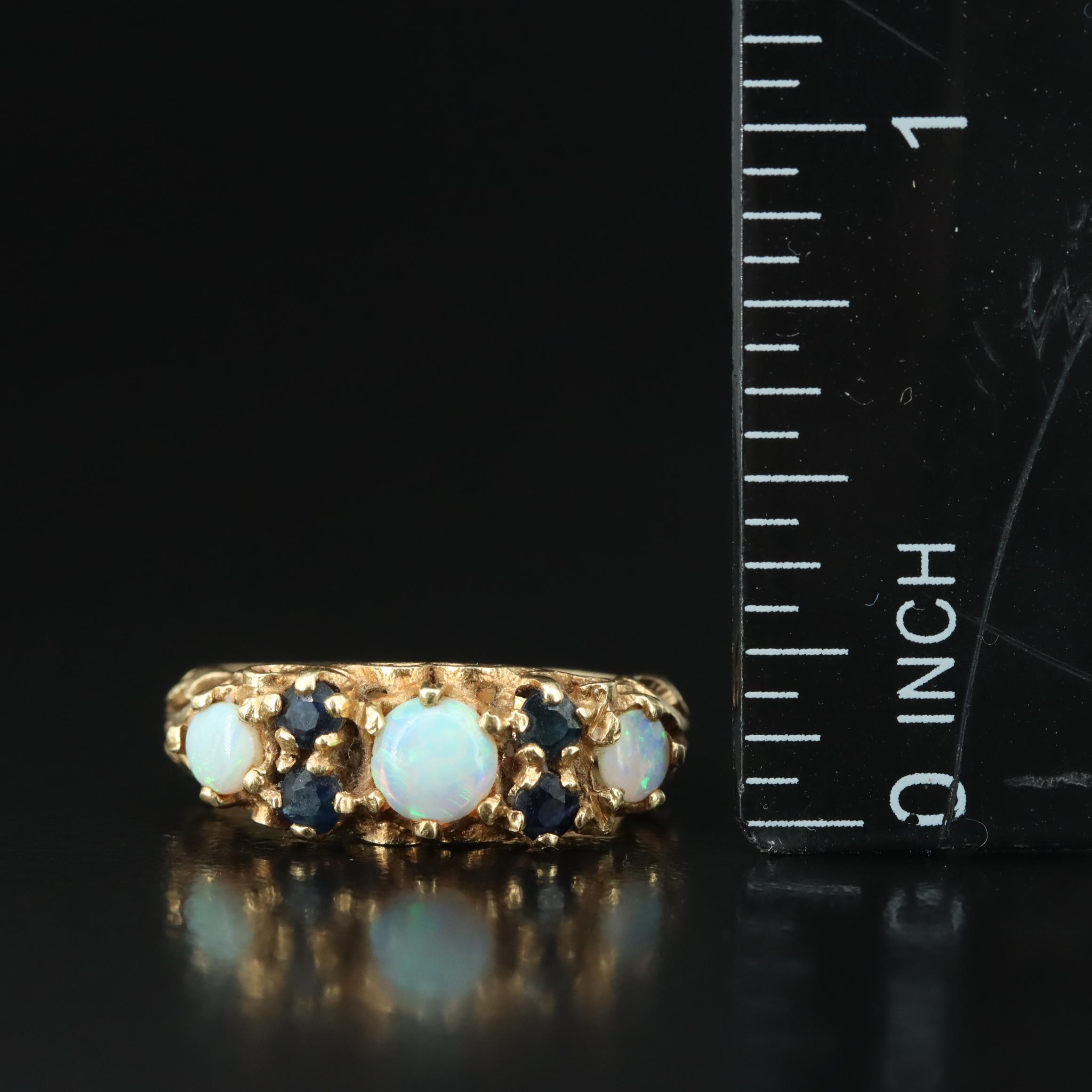 14K Opal and Sapphire Ring