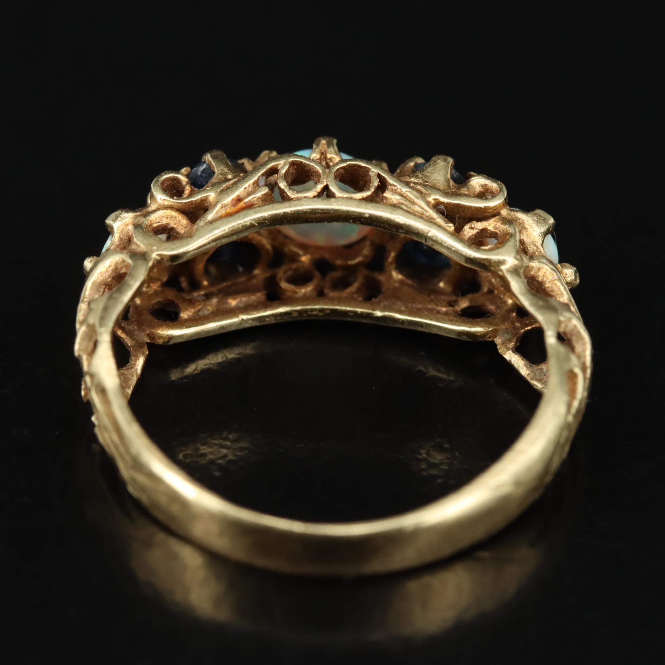 14K Opal and Sapphire Ring