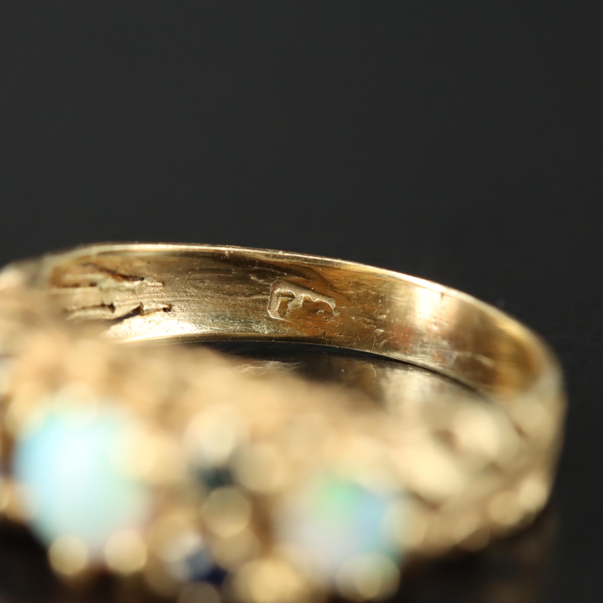 14K Opal and Sapphire Ring