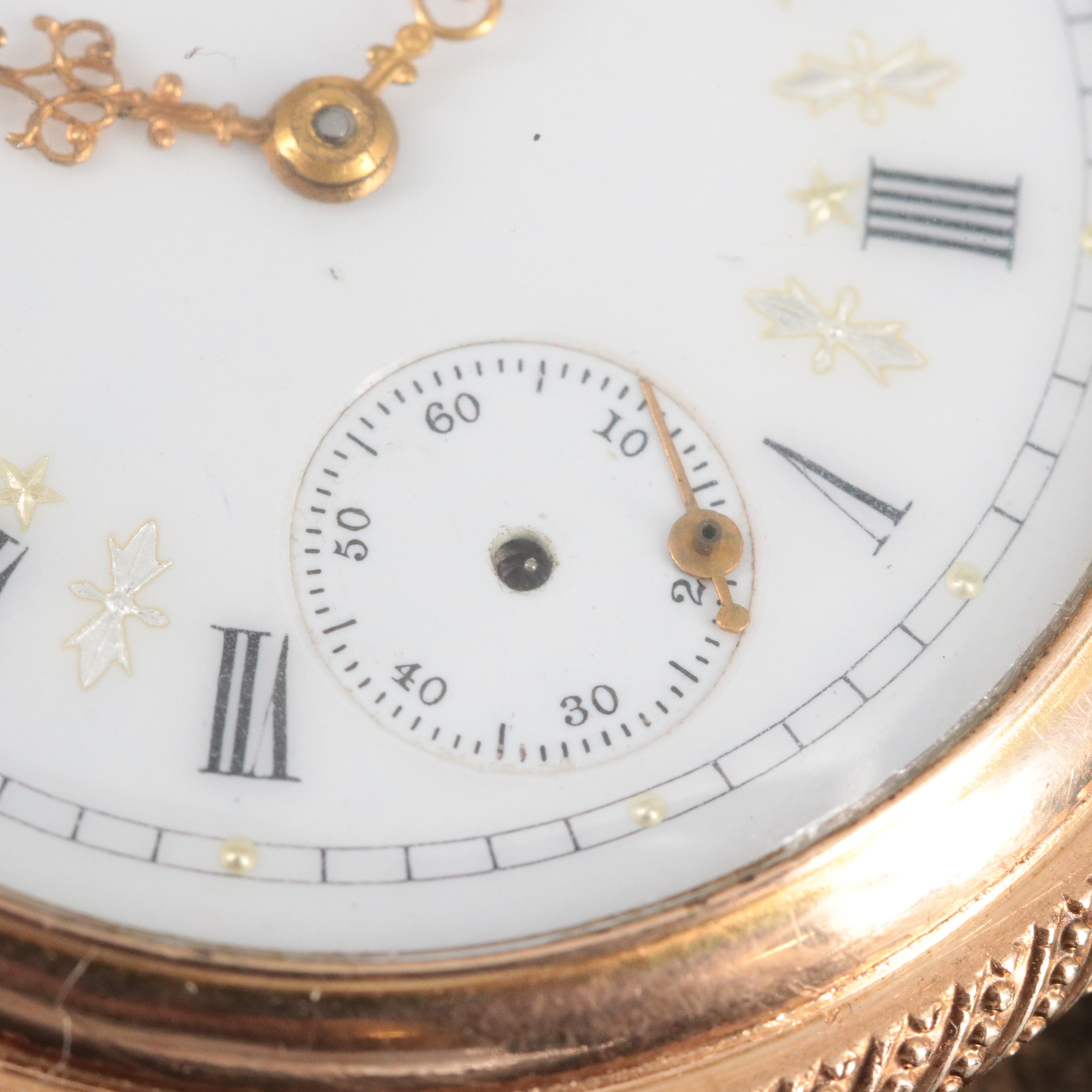 1899 Elgin Ornate Porcelain Dial Hunting Case Pocket Watch