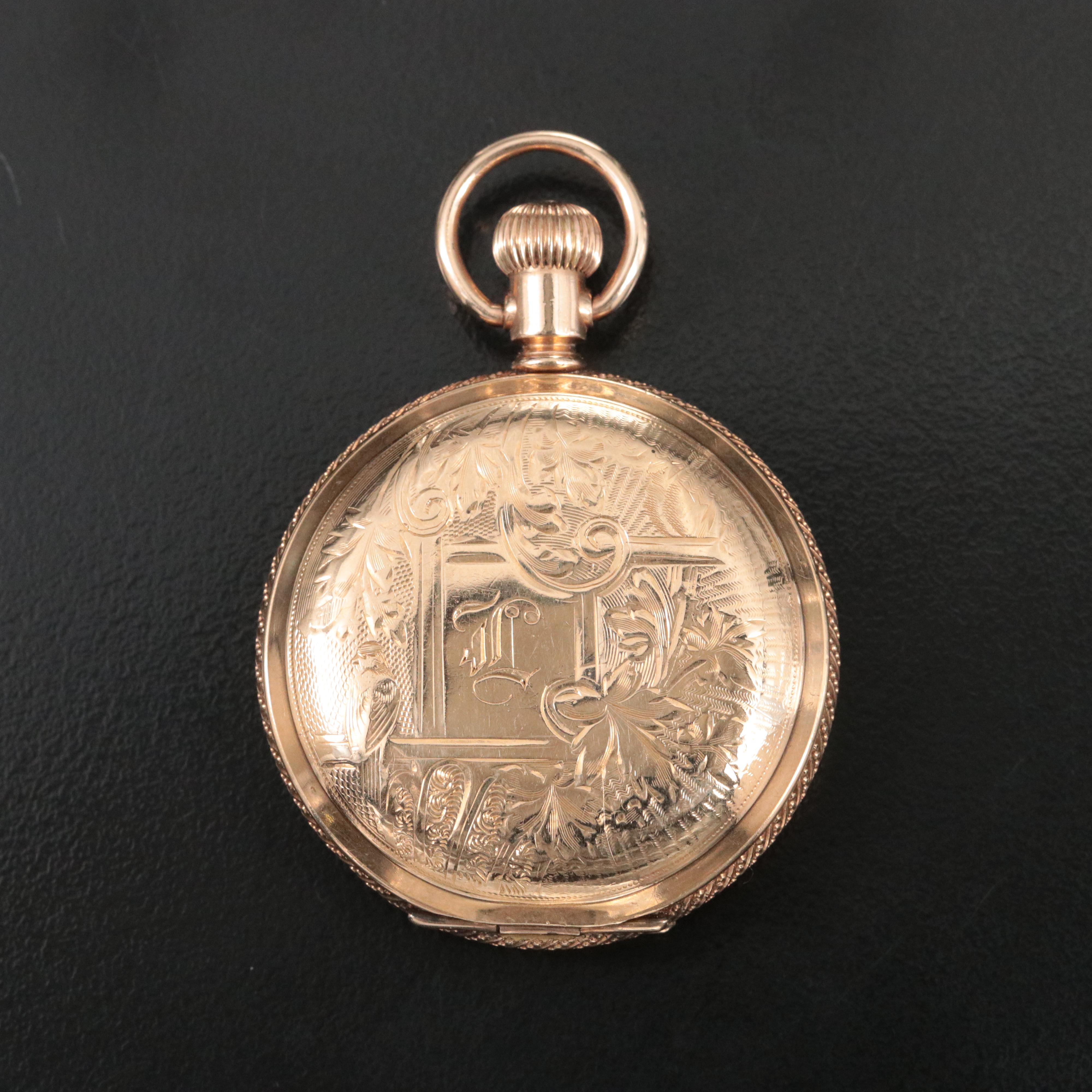 1899 Elgin Ornate Porcelain Dial Hunting Case Pocket Watch