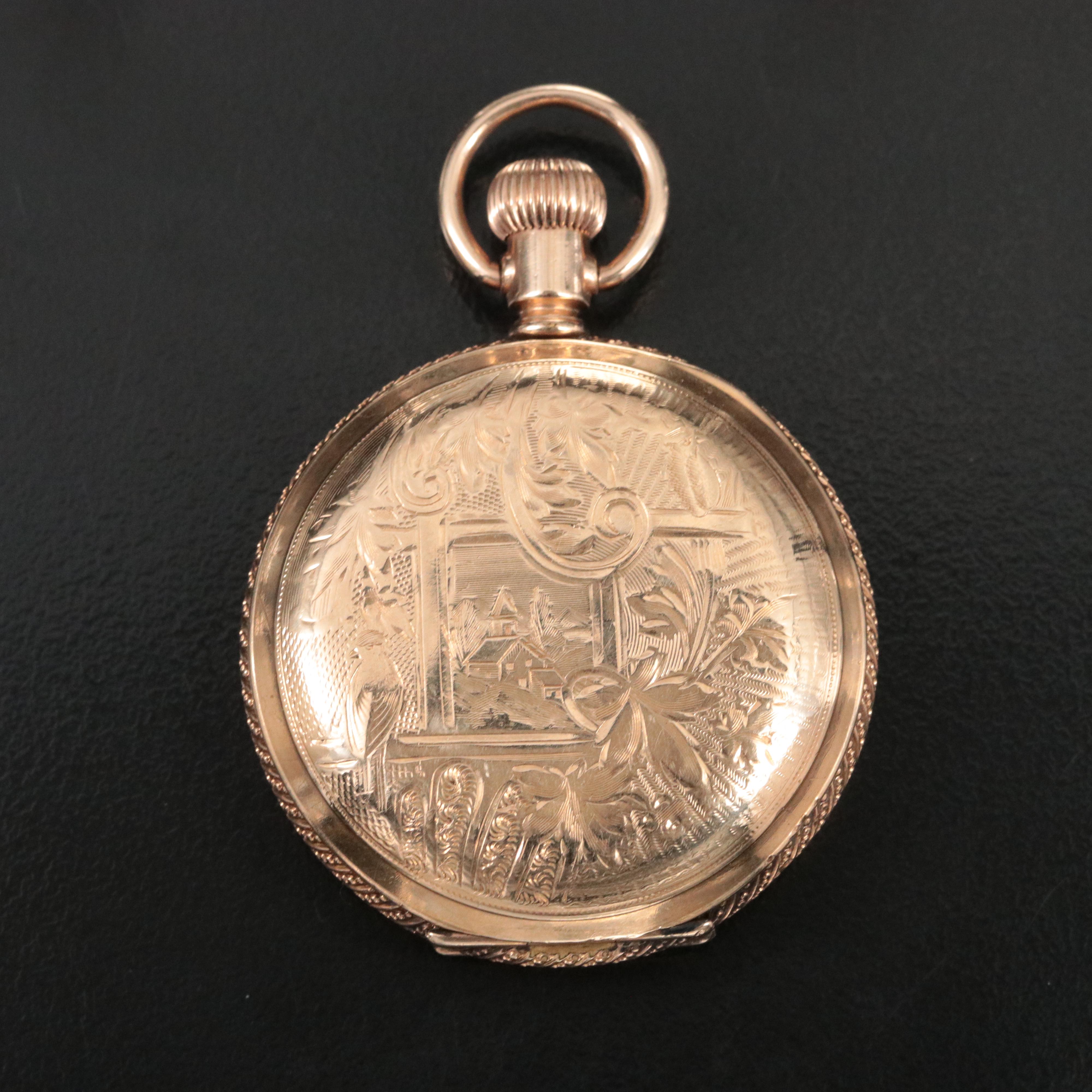 1899 Elgin Ornate Porcelain Dial Hunting Case Pocket Watch