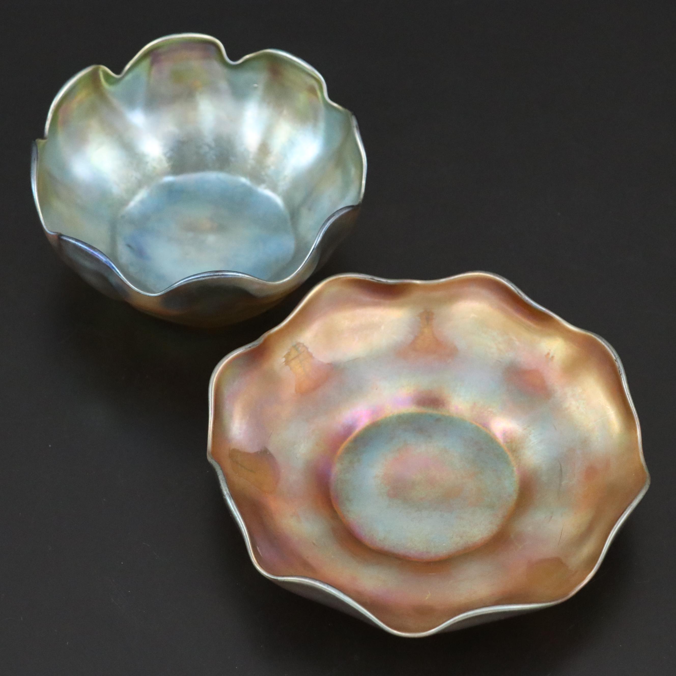 Louis Comfort Tiffany Favrile Glass Bowl and Underplate, Early 20th Century