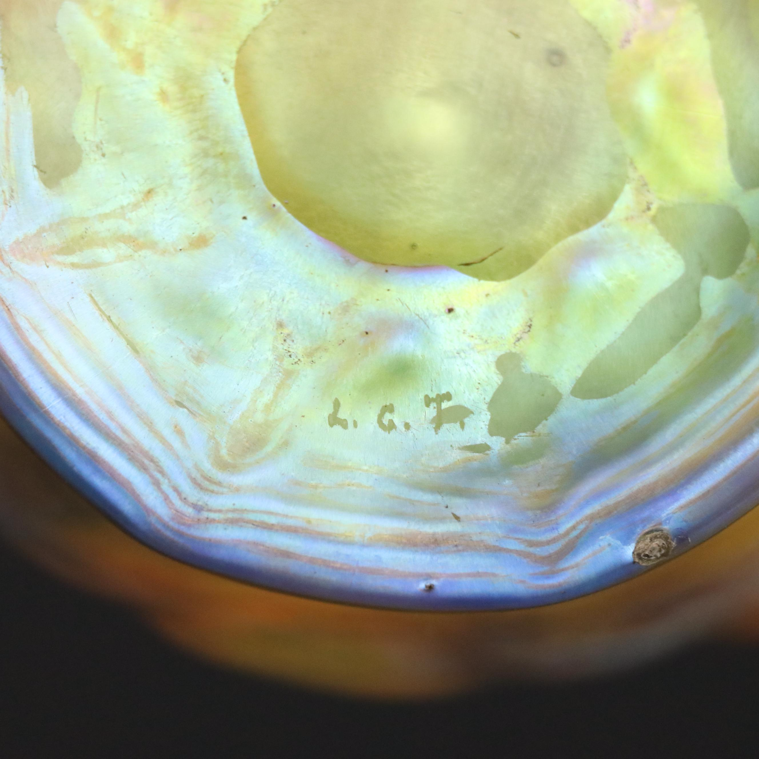 Louis Comfort Tiffany Favrile Glass Bowl and Underplate, Early 20th Century