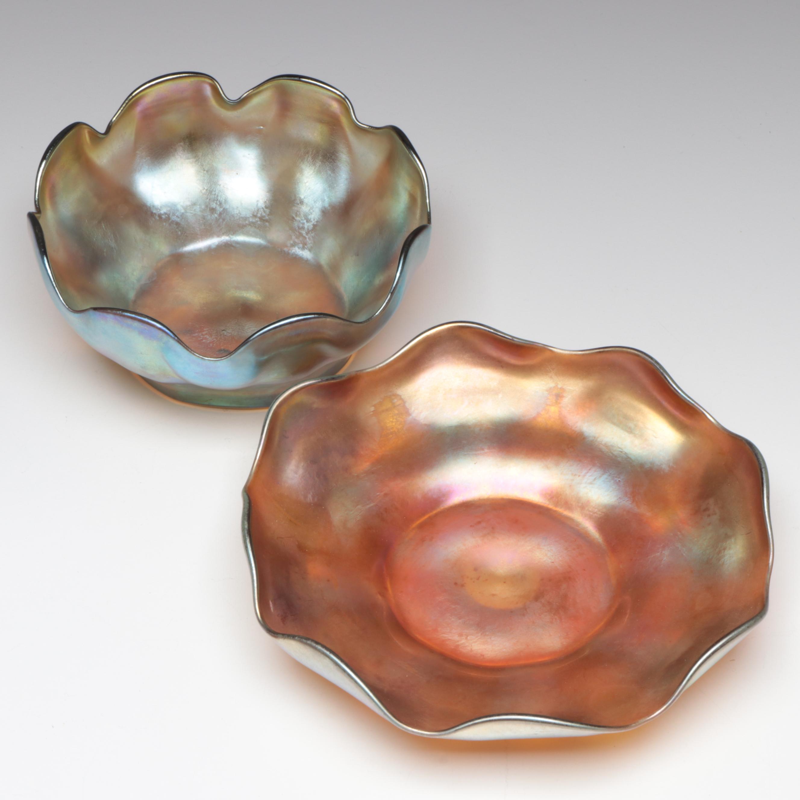 Louis Comfort Tiffany Favrile Glass Bowl and Underplate, Early 20th Century
