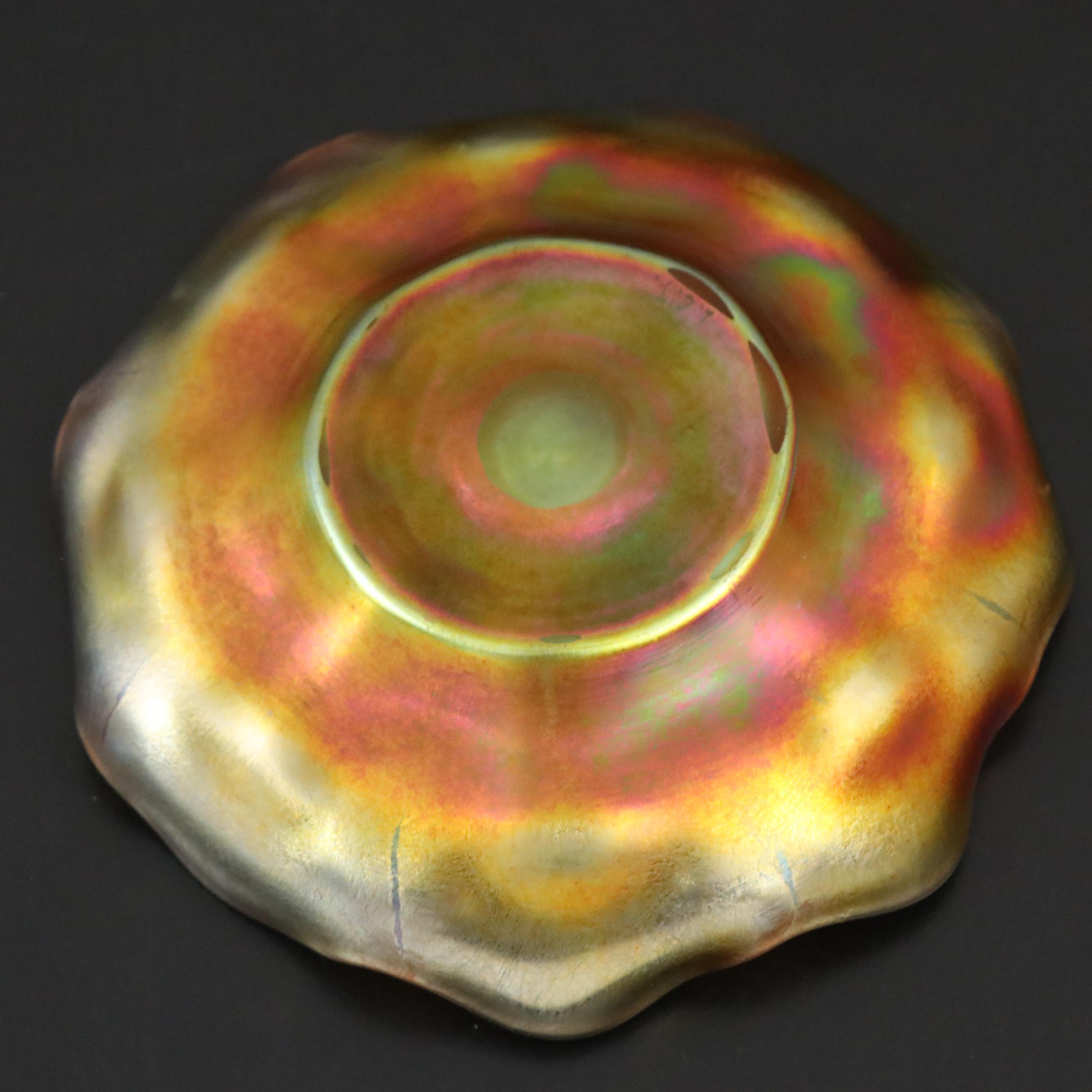 Louis Comfort Tiffany Favrile Glass Bowl and Underplate, Early 20th Century