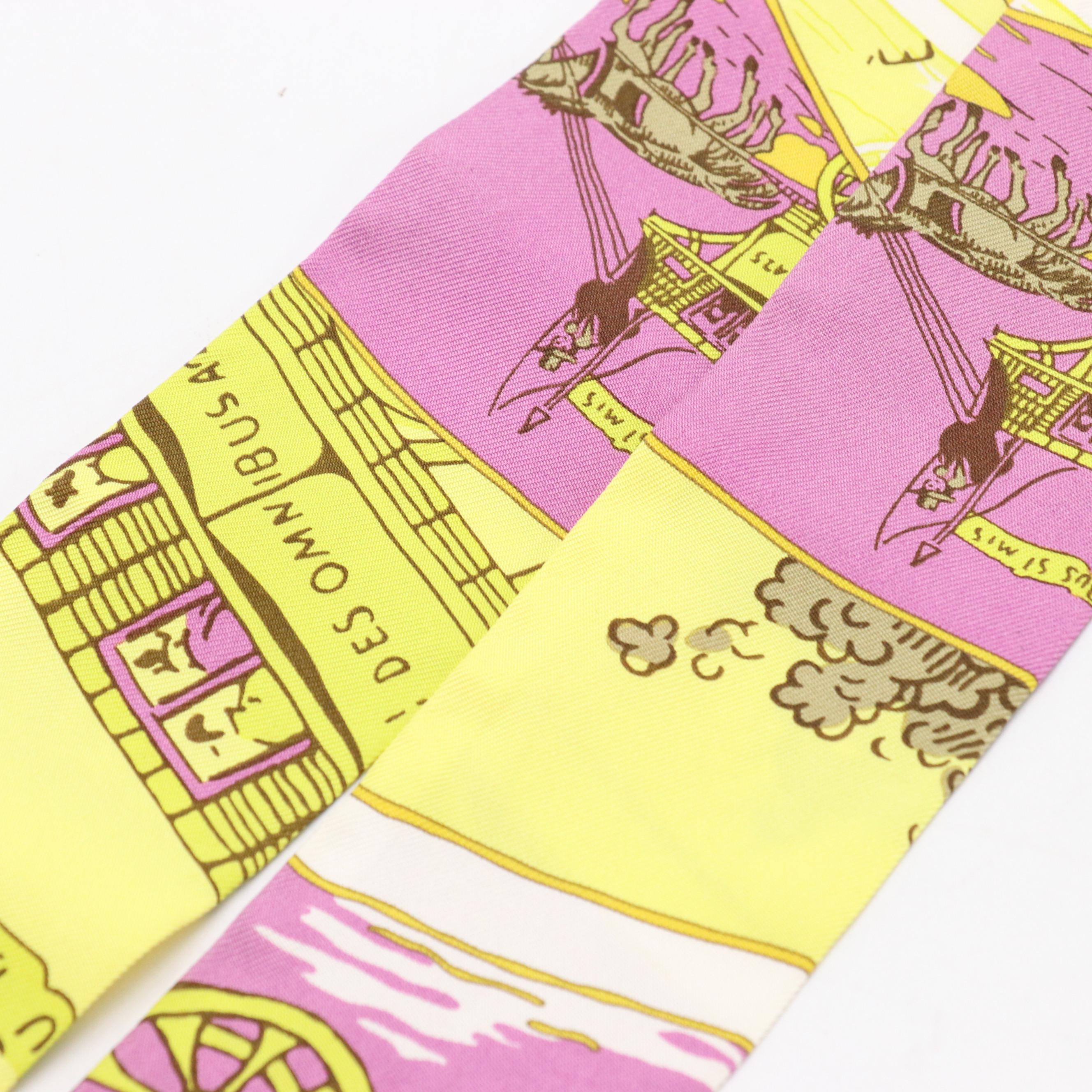 Hermès "Jeu des Omnibus et Dames Blanches" Silk Twilly Scarf with Box