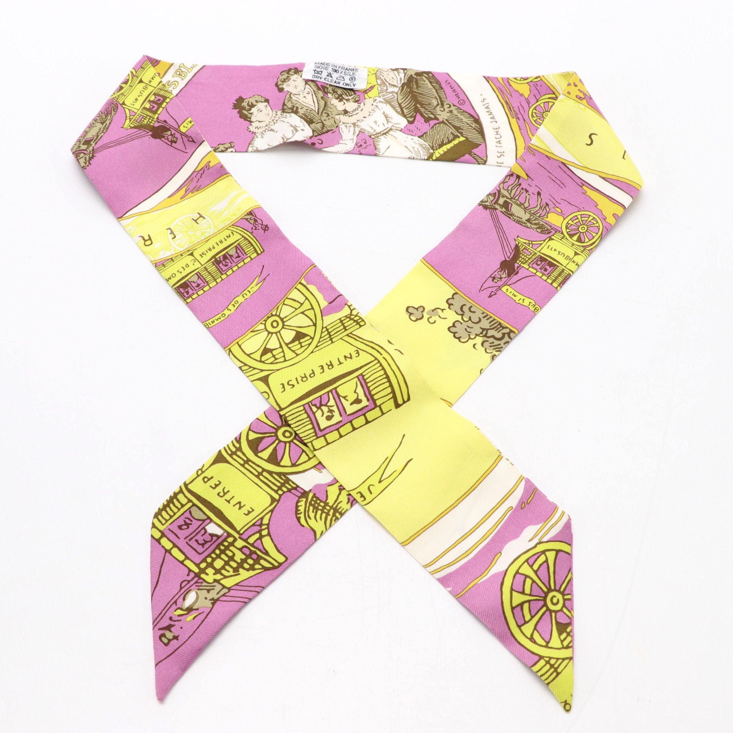 Hermès "Jeu des Omnibus et Dames Blanches" Silk Twilly Scarf with Box