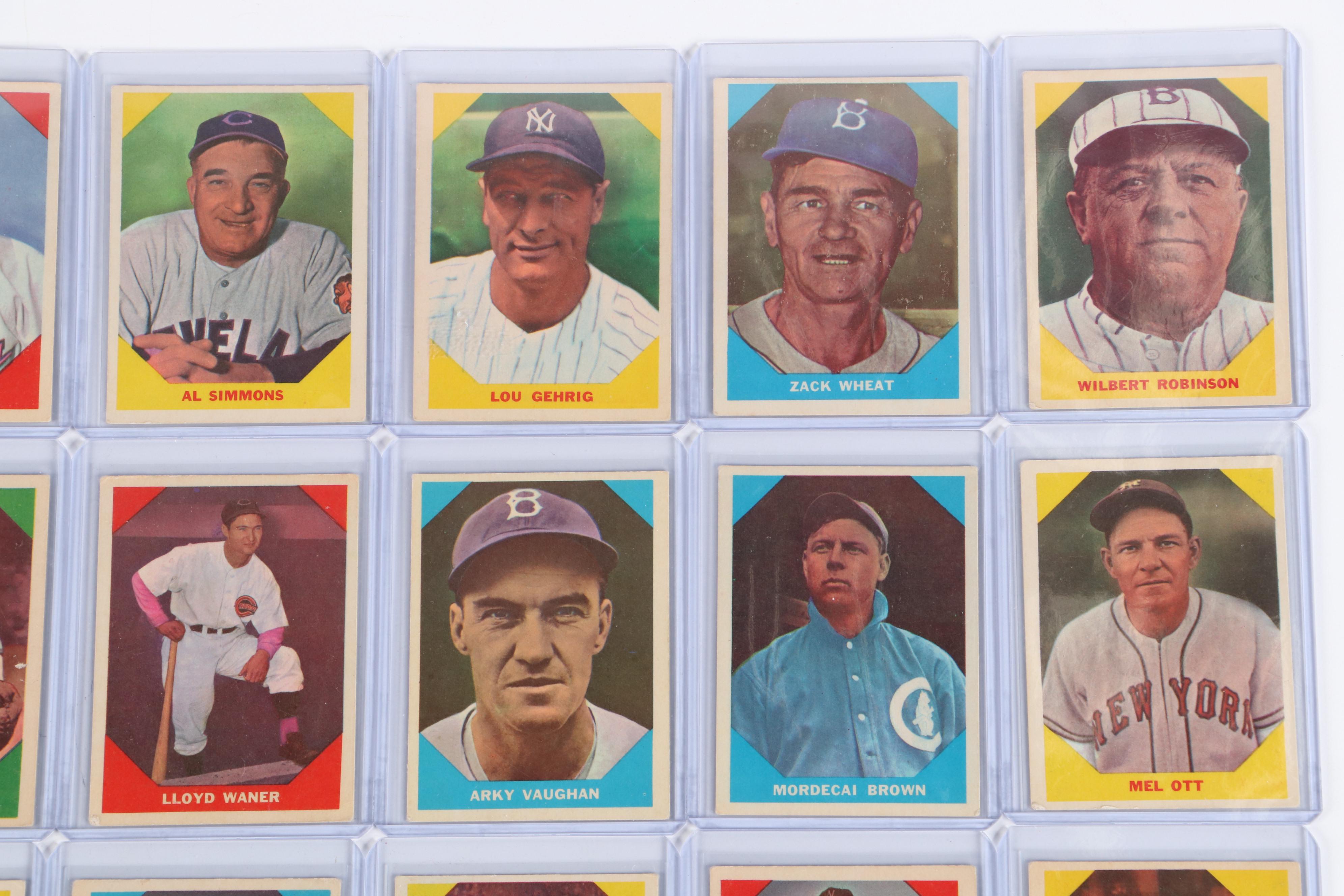 1960 Fleer Baseball Cards Featuring Lou Gehrig, Johnny Mize, and More