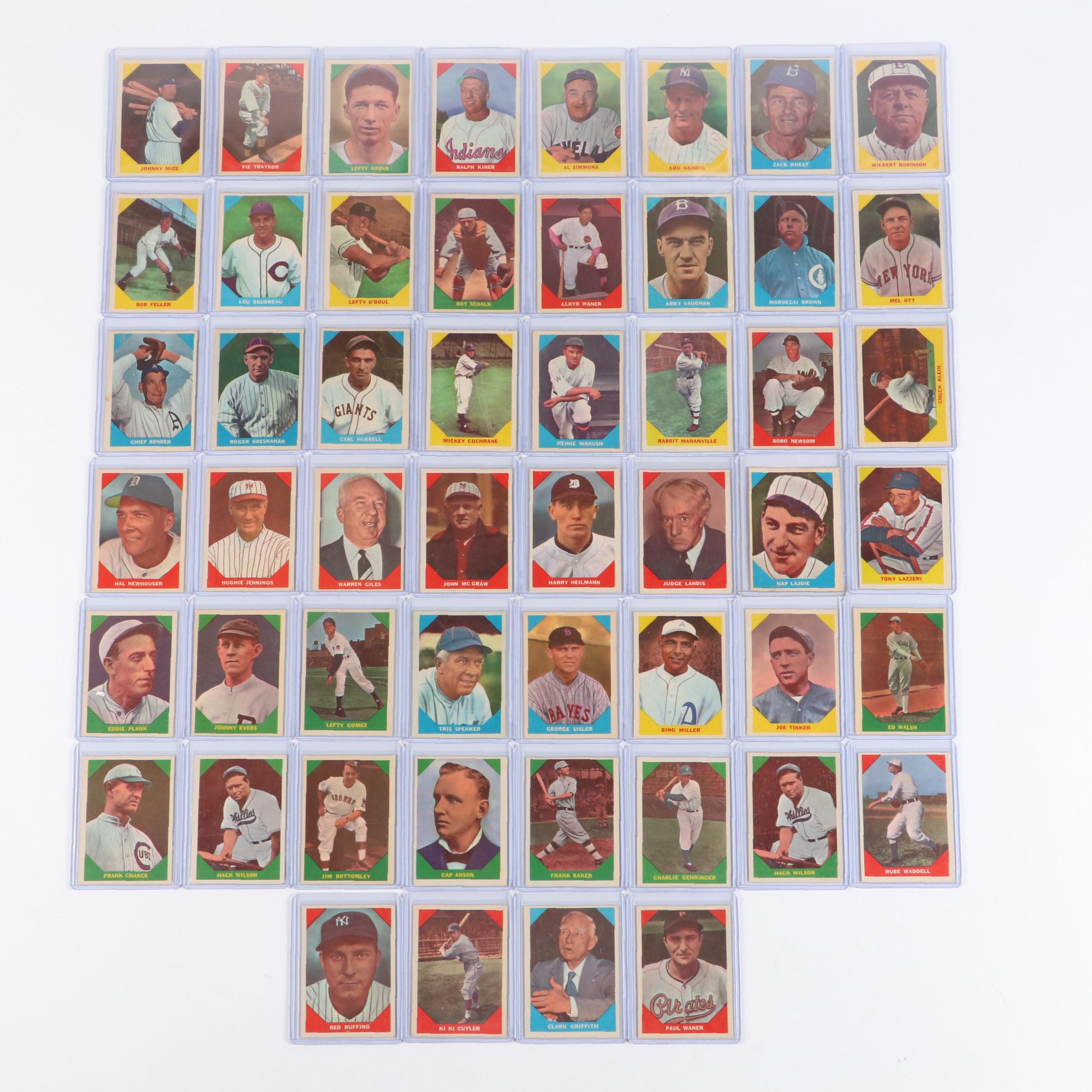 1960 Fleer Baseball Cards Featuring Lou Gehrig, Johnny Mize, and More