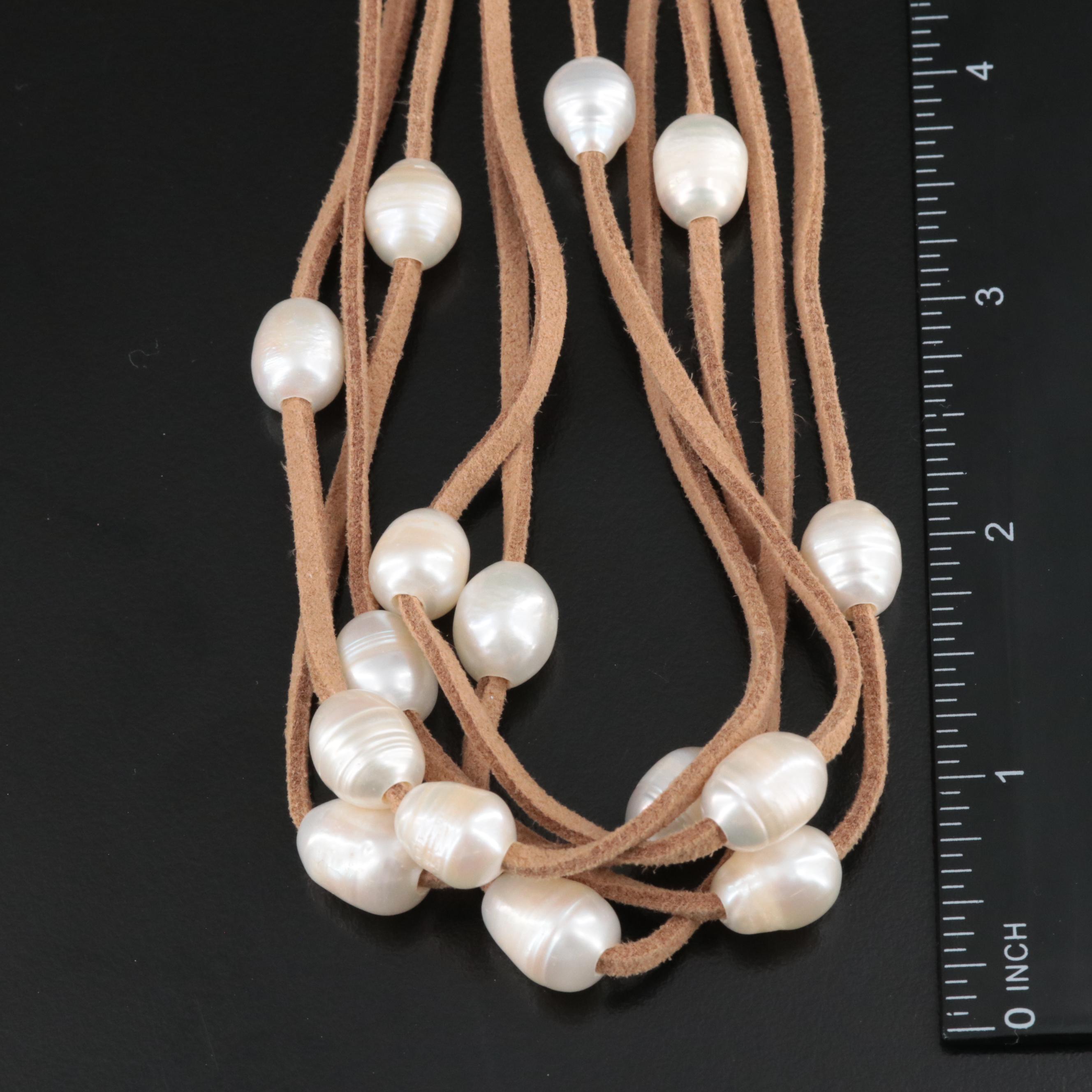 Leather and Pearl Necklace Collection Featuring Sterling