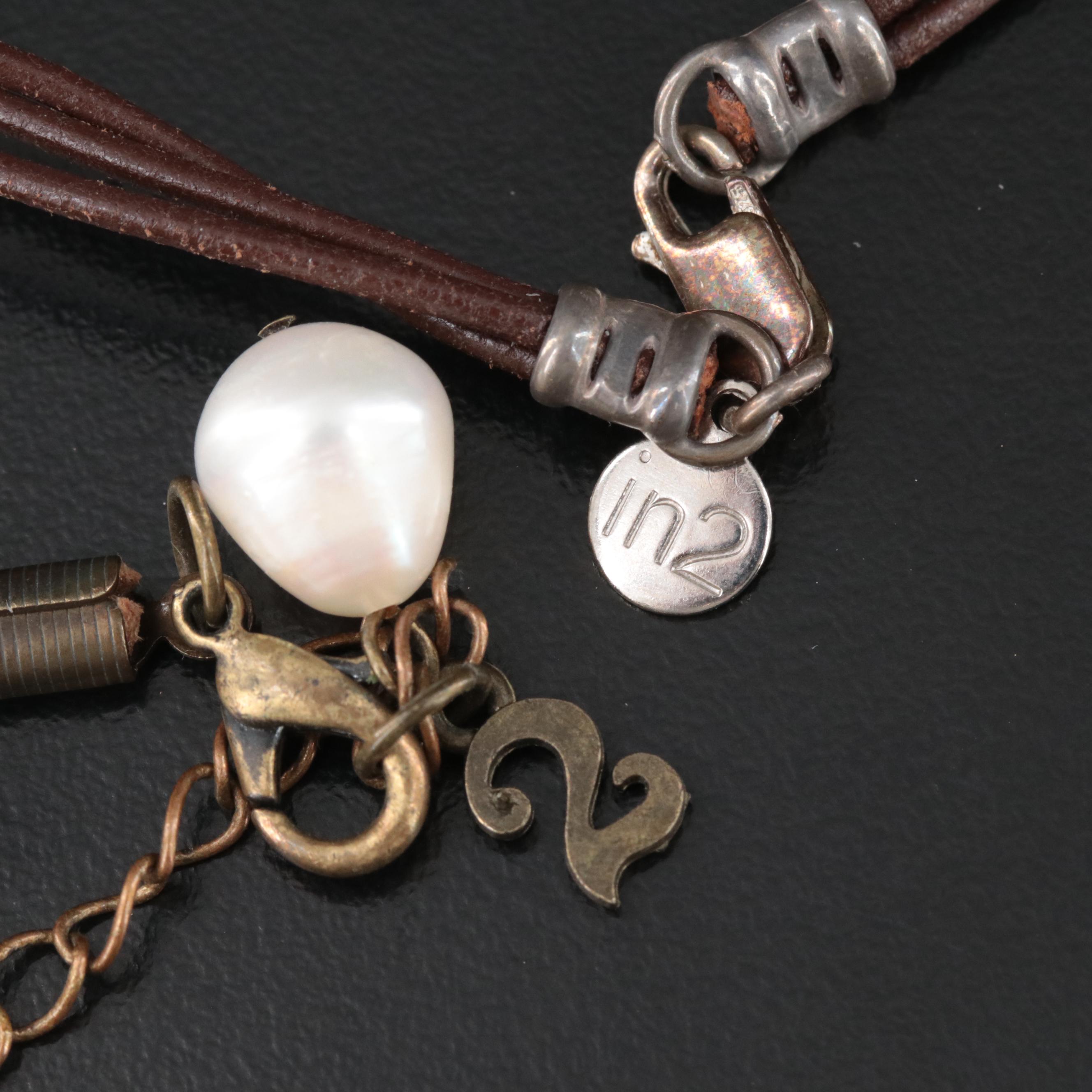 Leather and Pearl Necklace Collection Featuring Sterling