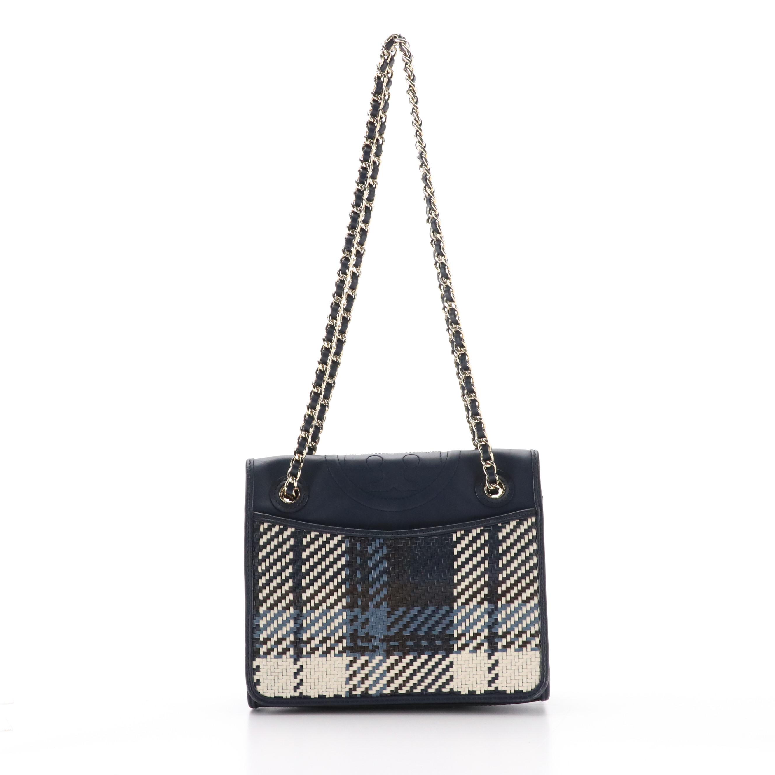 Tory Burch Alexa Chain Shoulder Bag in Woven and Smooth Leather