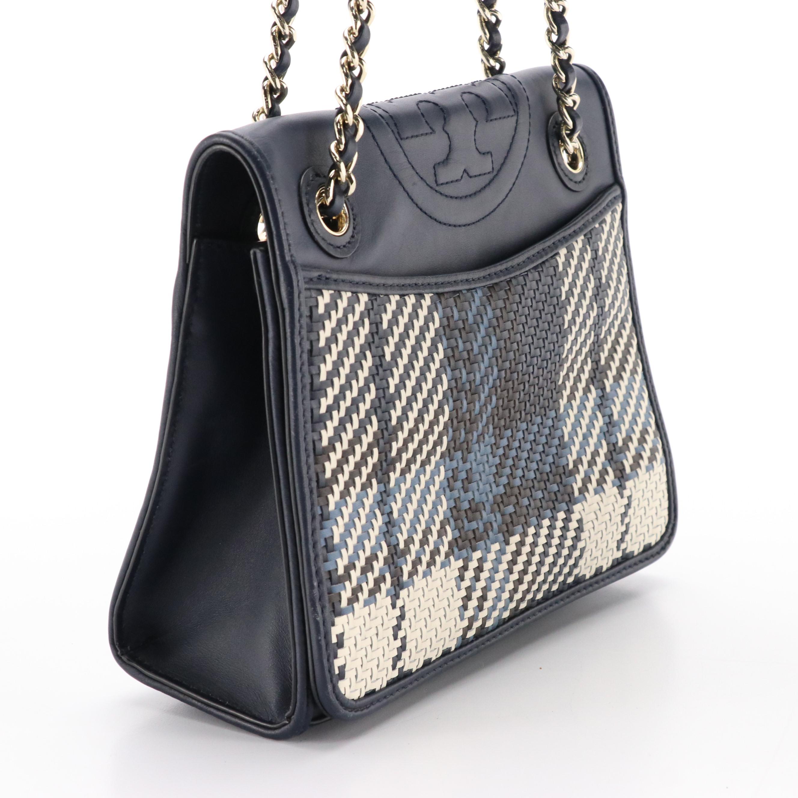 Tory Burch Alexa Chain Shoulder Bag in Woven and Smooth Leather
