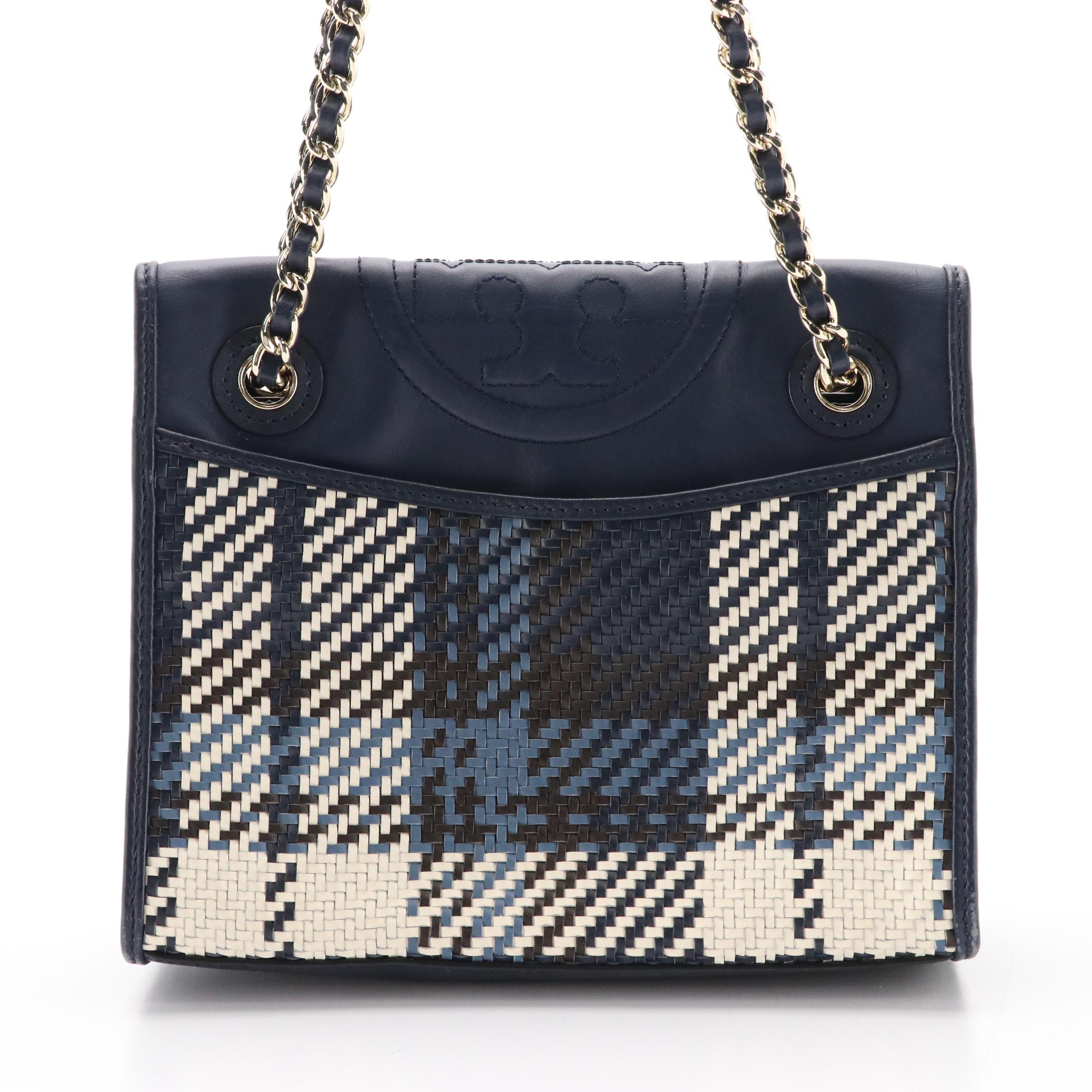 Tory Burch Alexa Chain Shoulder Bag in Woven and Smooth Leather