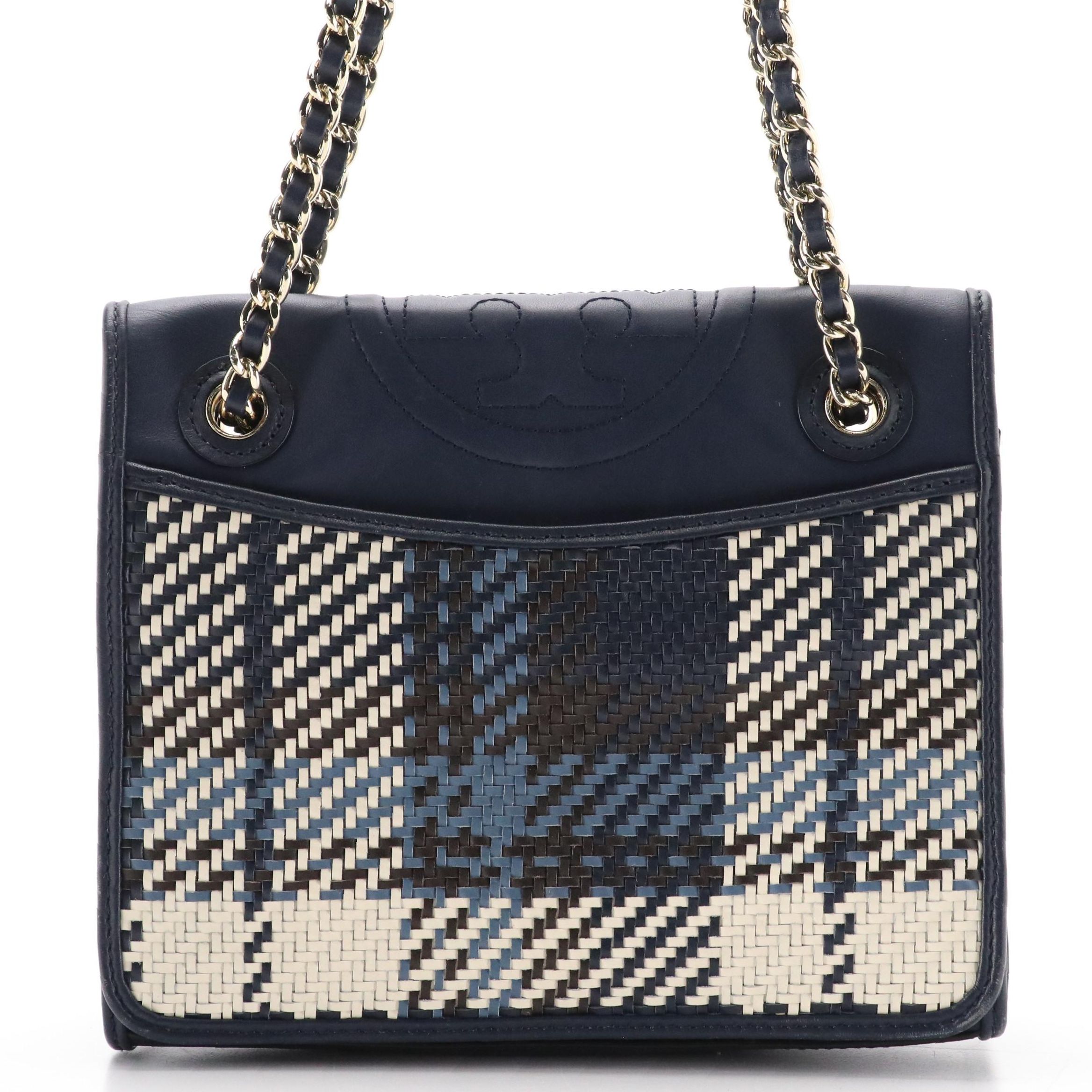 Tory Burch Alexa Chain Shoulder Bag in Woven and Smooth Leather