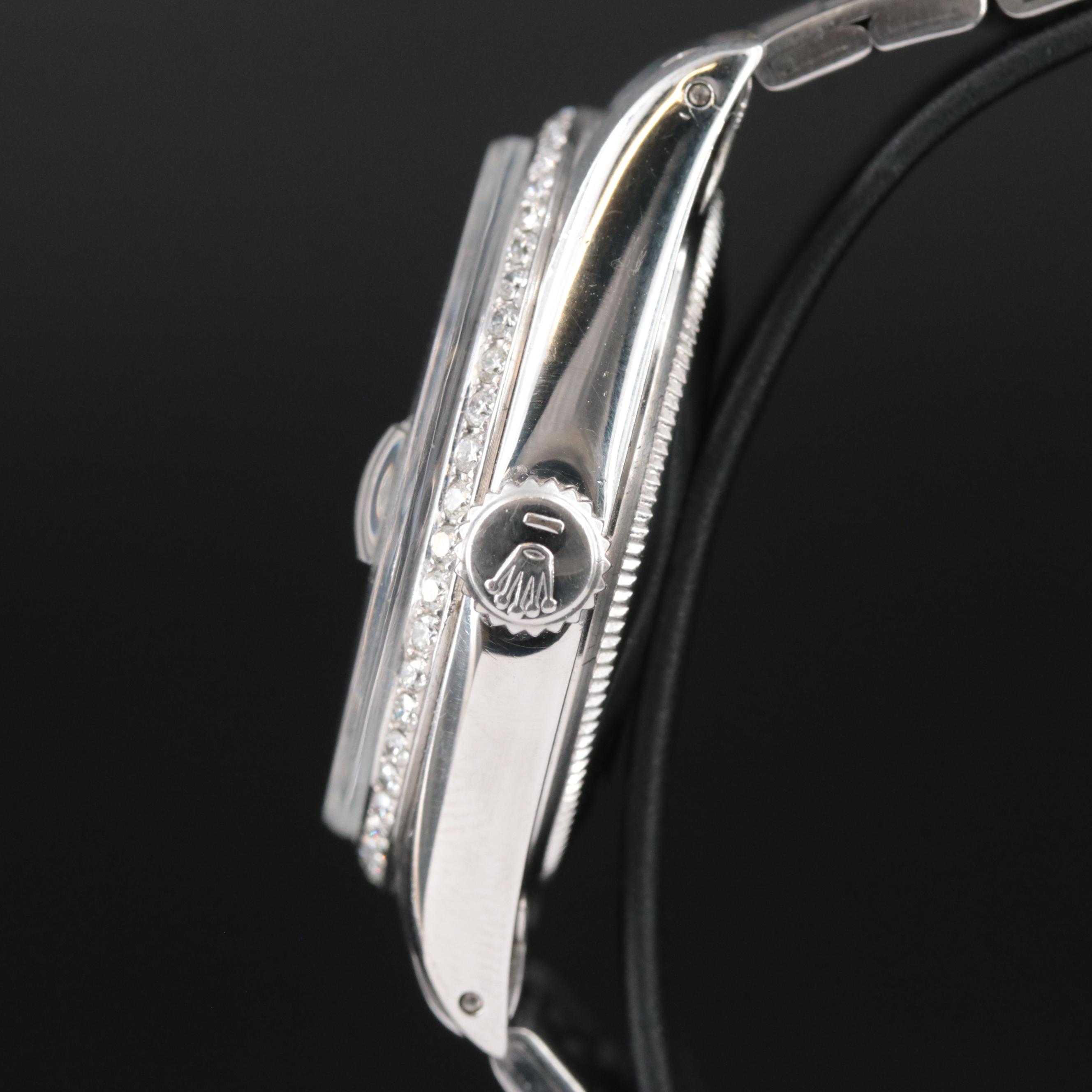 1968 Rolex Custom Diamond M.O.P. Dial and Bezel Oyster Perpetual Date Watch