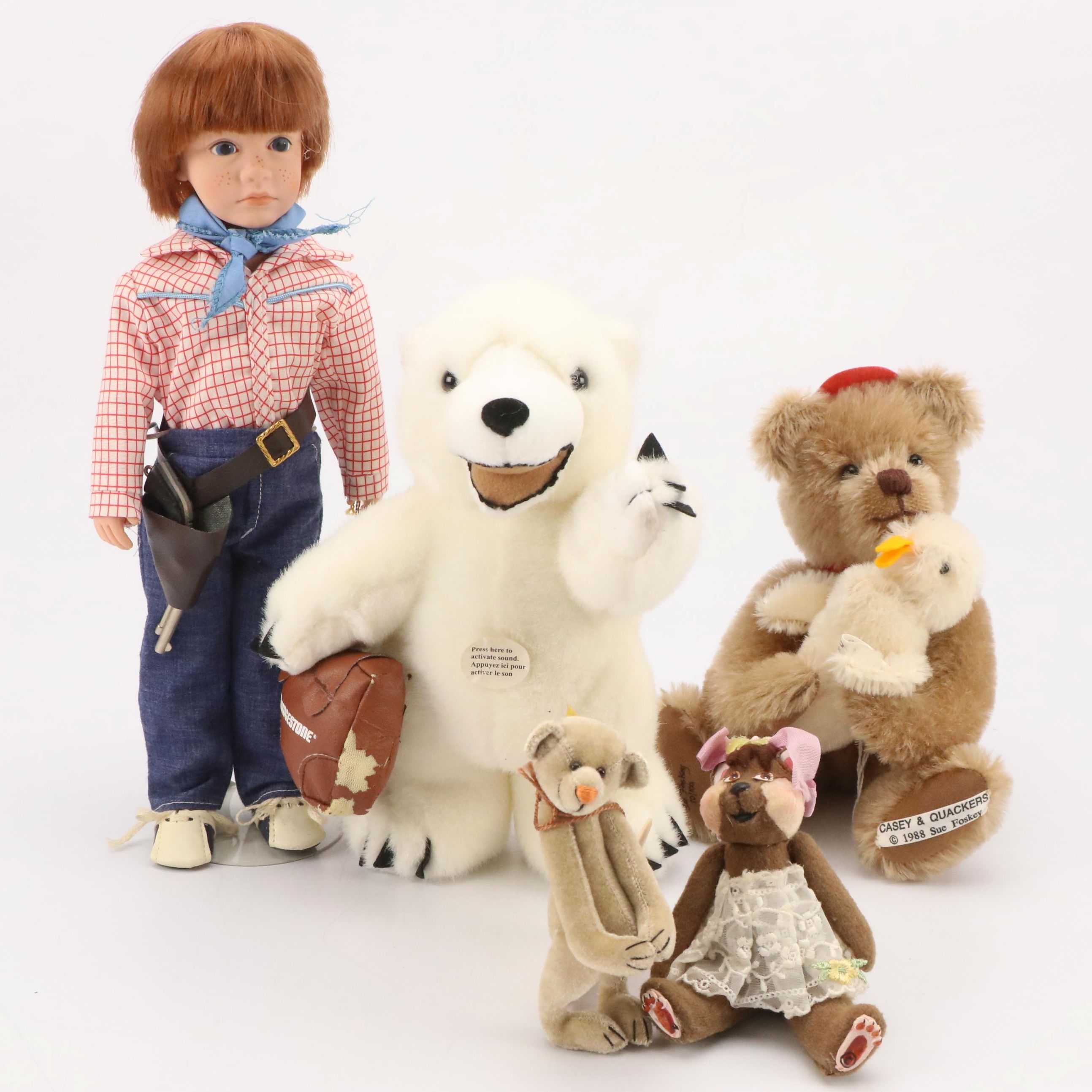World Doll Limited Edition "Boots Tyner" Cowboy Doll with Stuffed Bears