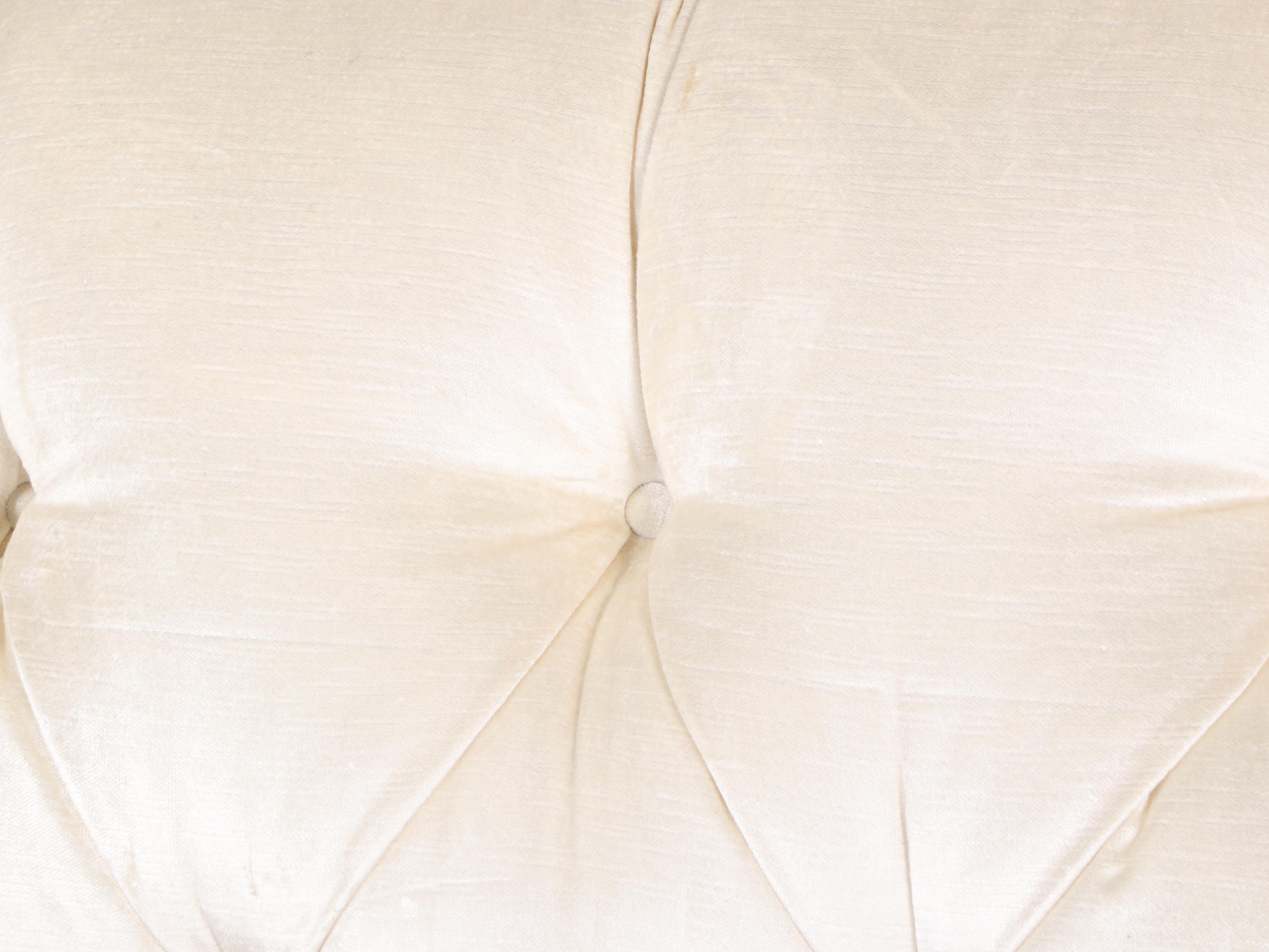 Sherrill Furniture Button-Tufted Ivory Velvet Upholstered Sofa