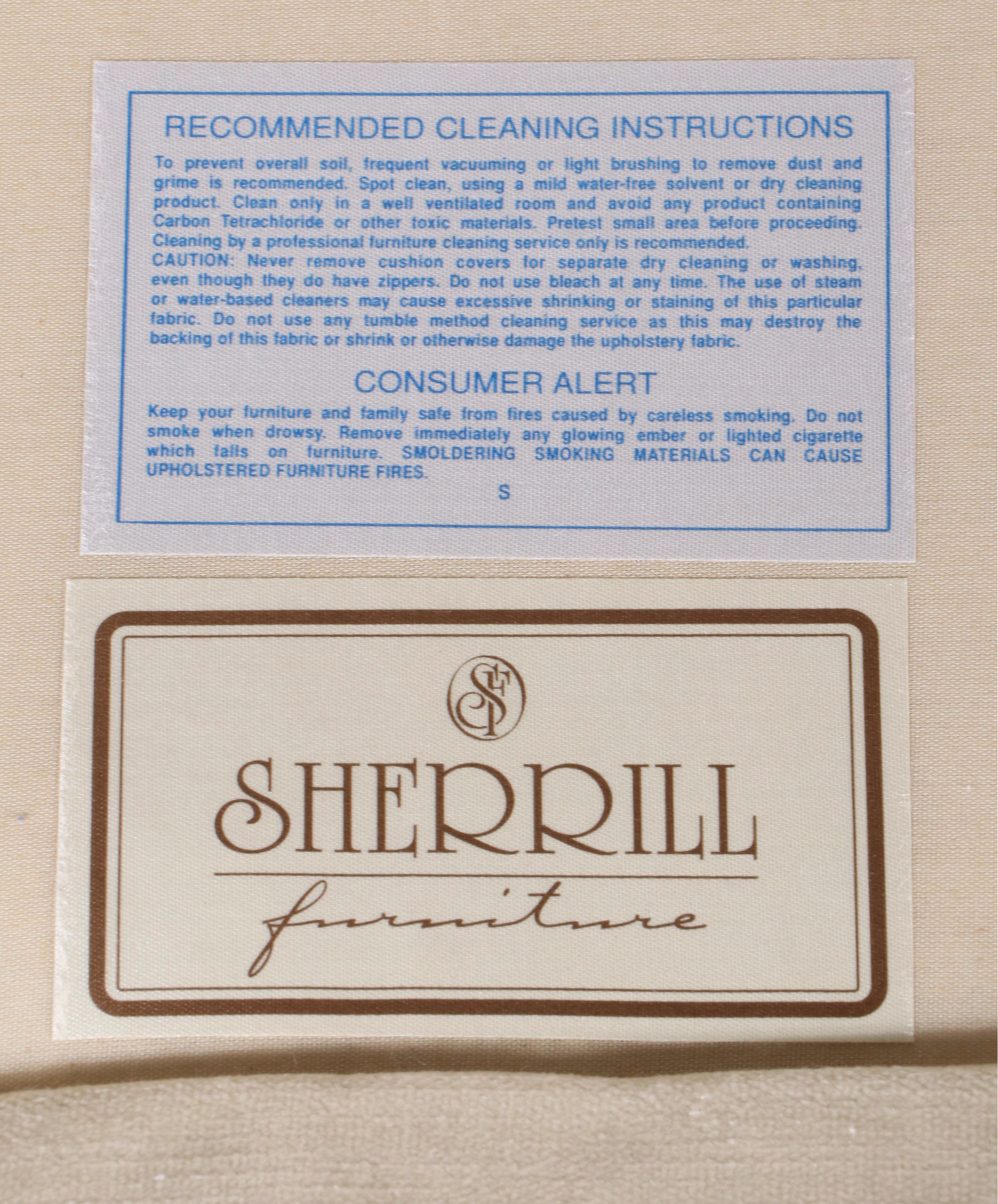 Sherrill Furniture Button-Tufted Ivory Velvet Upholstered Sofa