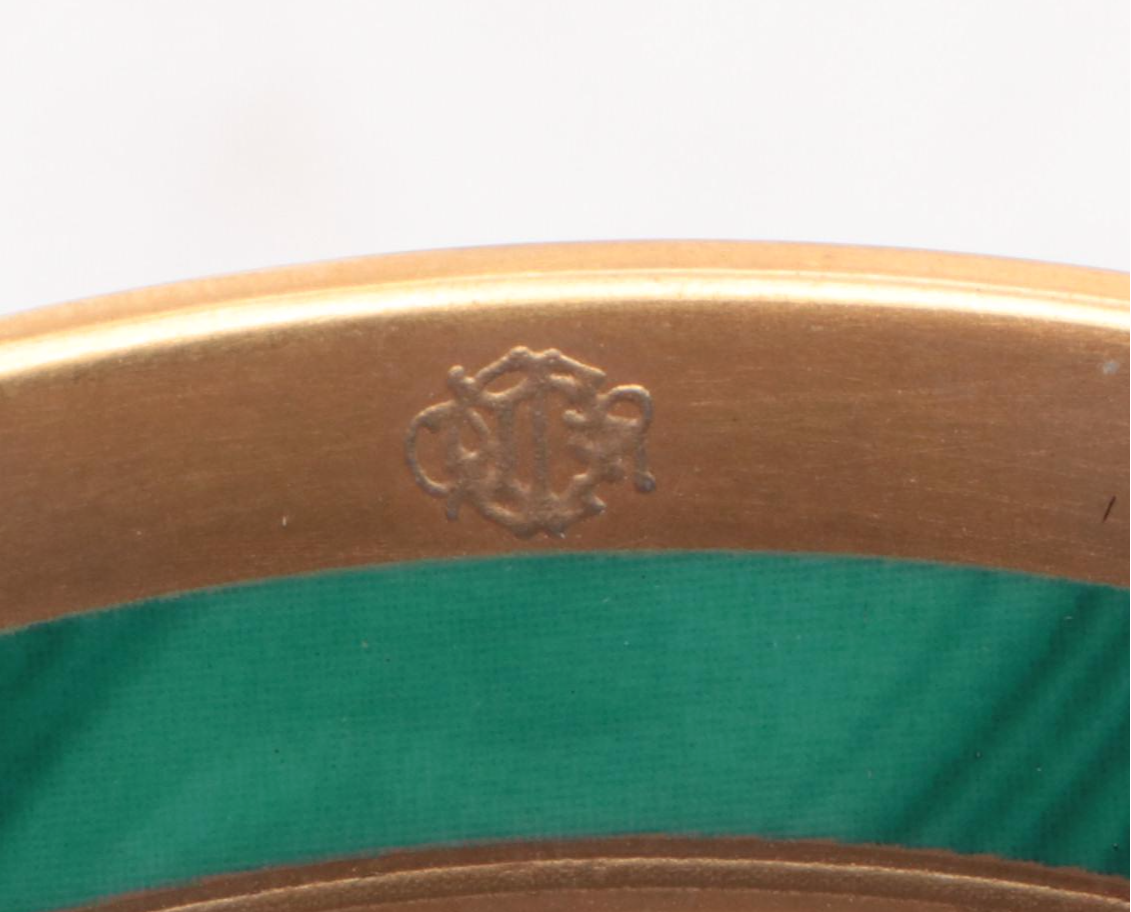 Christian Dior "Gaudron Malachite Green" Porcelain Demitasse Cups and Saucers