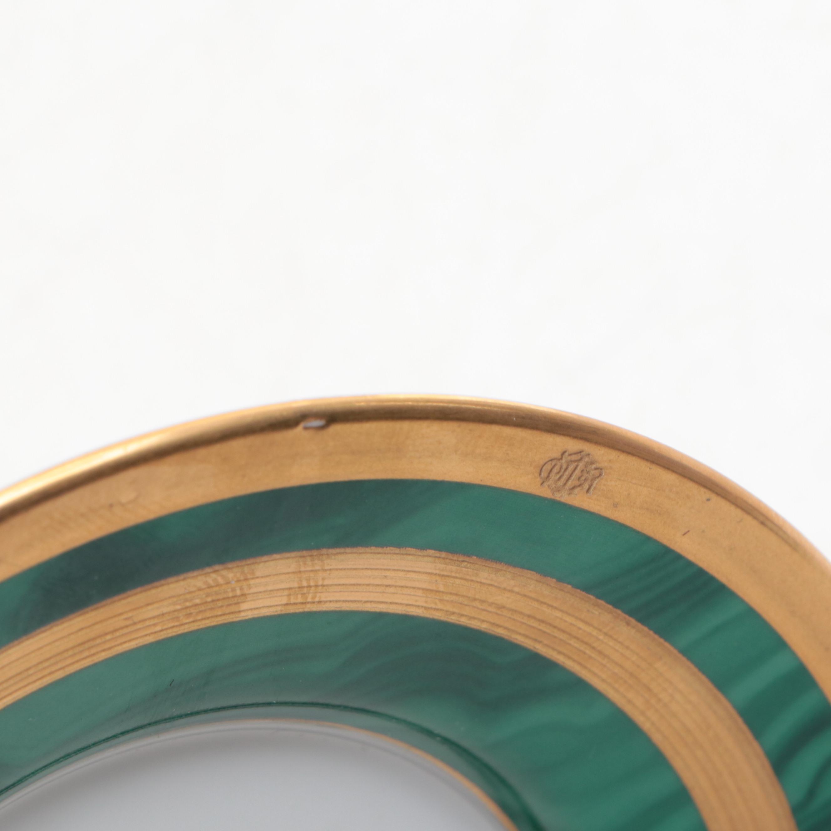 Christian Dior "Gaudron Malachite Green" Porcelain Demitasse Cups and Saucers