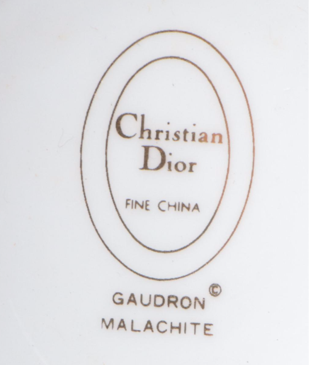 Christian Dior "Gaudron Malachite Green" Porcelain Demitasse Cups and Saucers