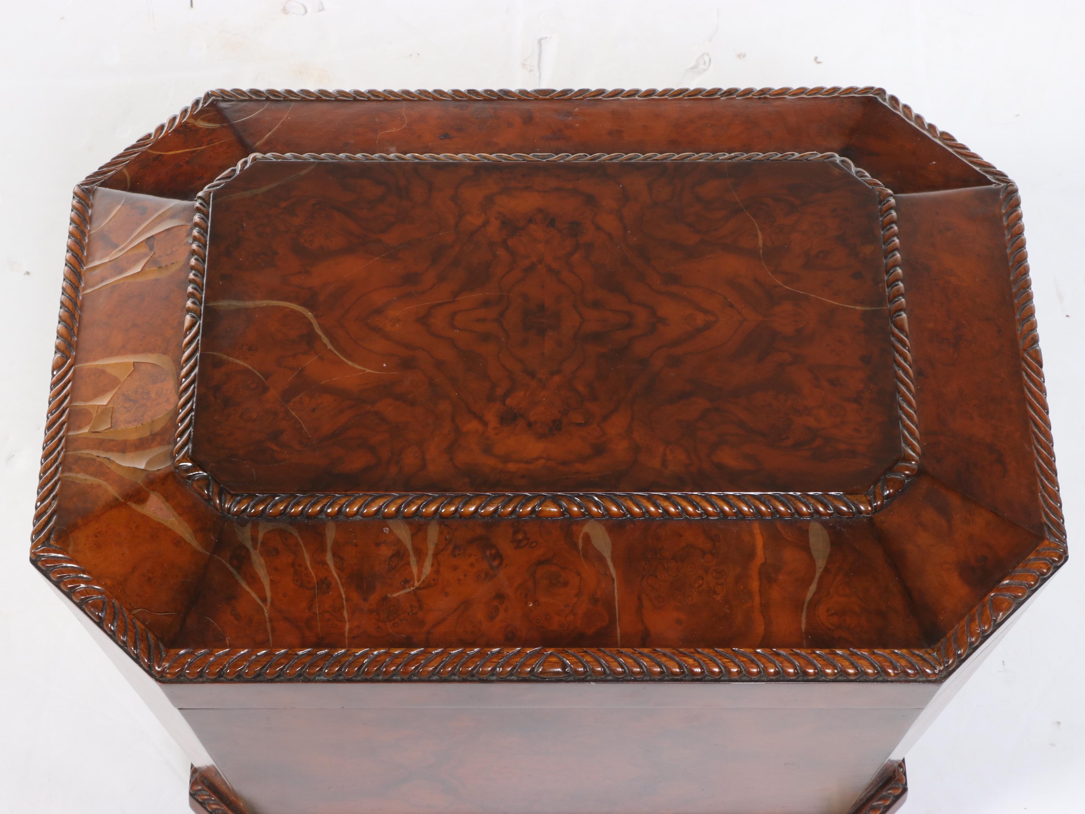 Maitland-Smith English Regency Style Burled Mahogany Cellarette