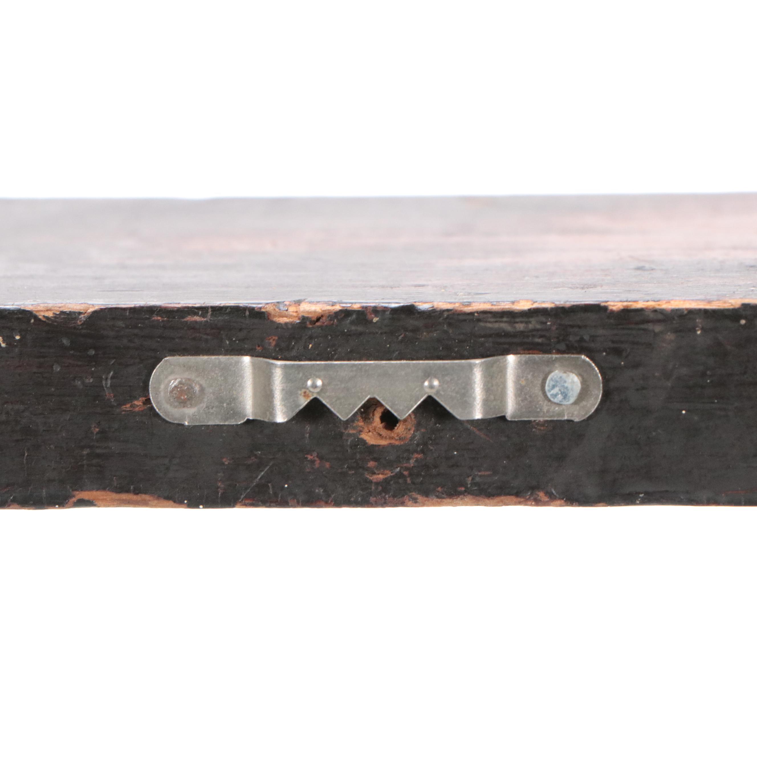 Tramp Art Notched Wood Hanging Wall Shelf