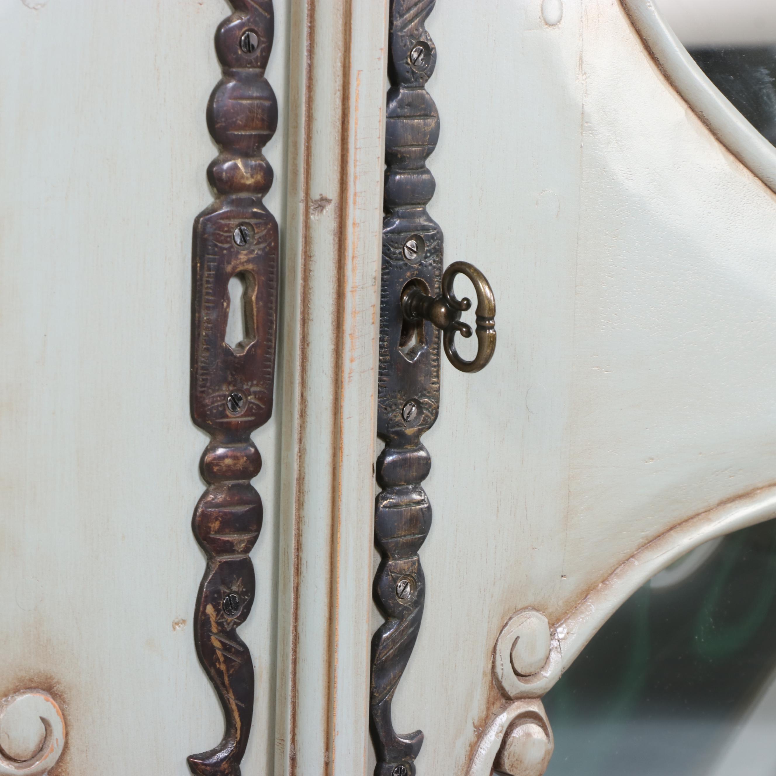 Marie Albert French Provincial Style Painted Wood Bombay China Cabinet