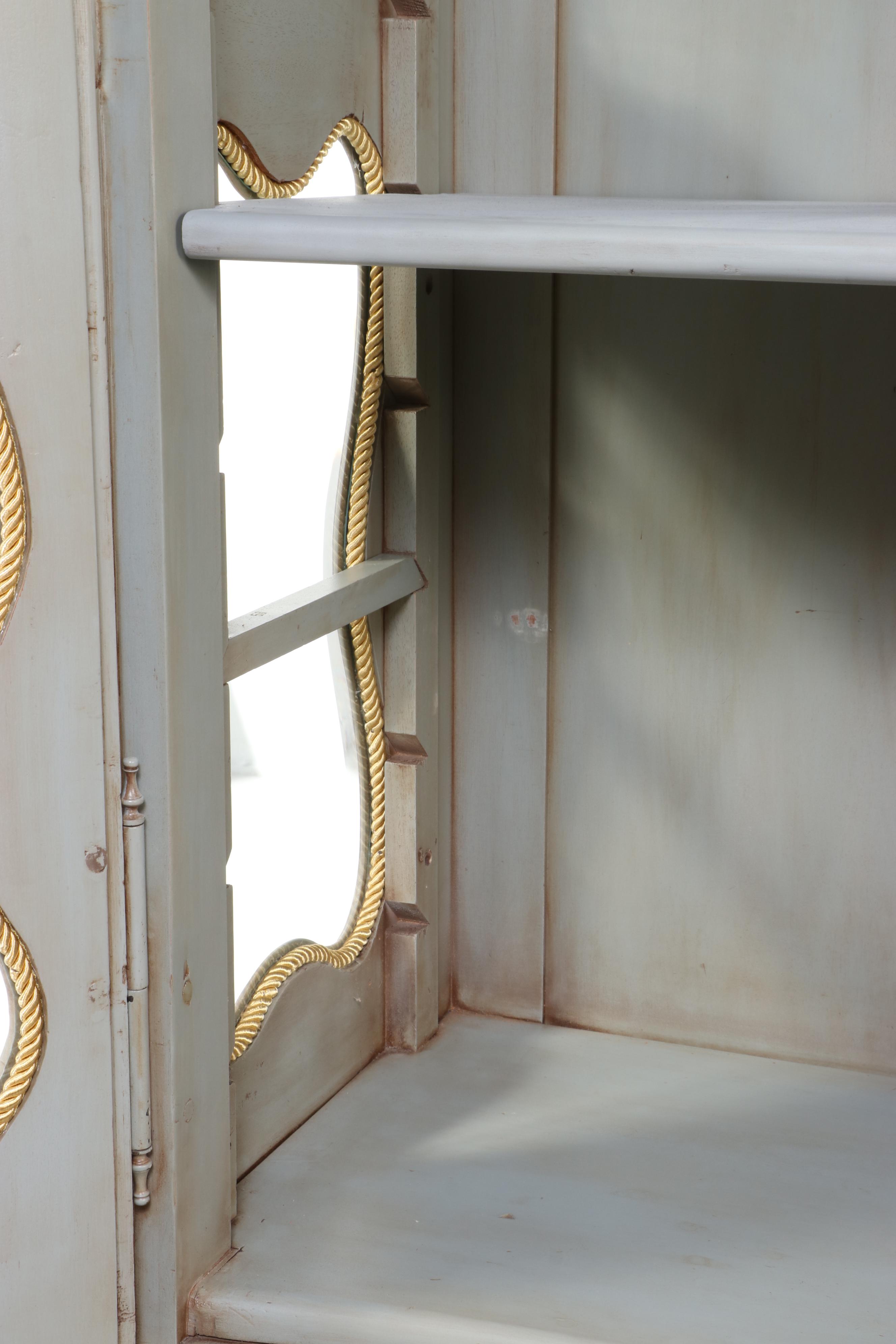 Marie Albert French Provincial Style Painted Wood Bombay China Cabinet