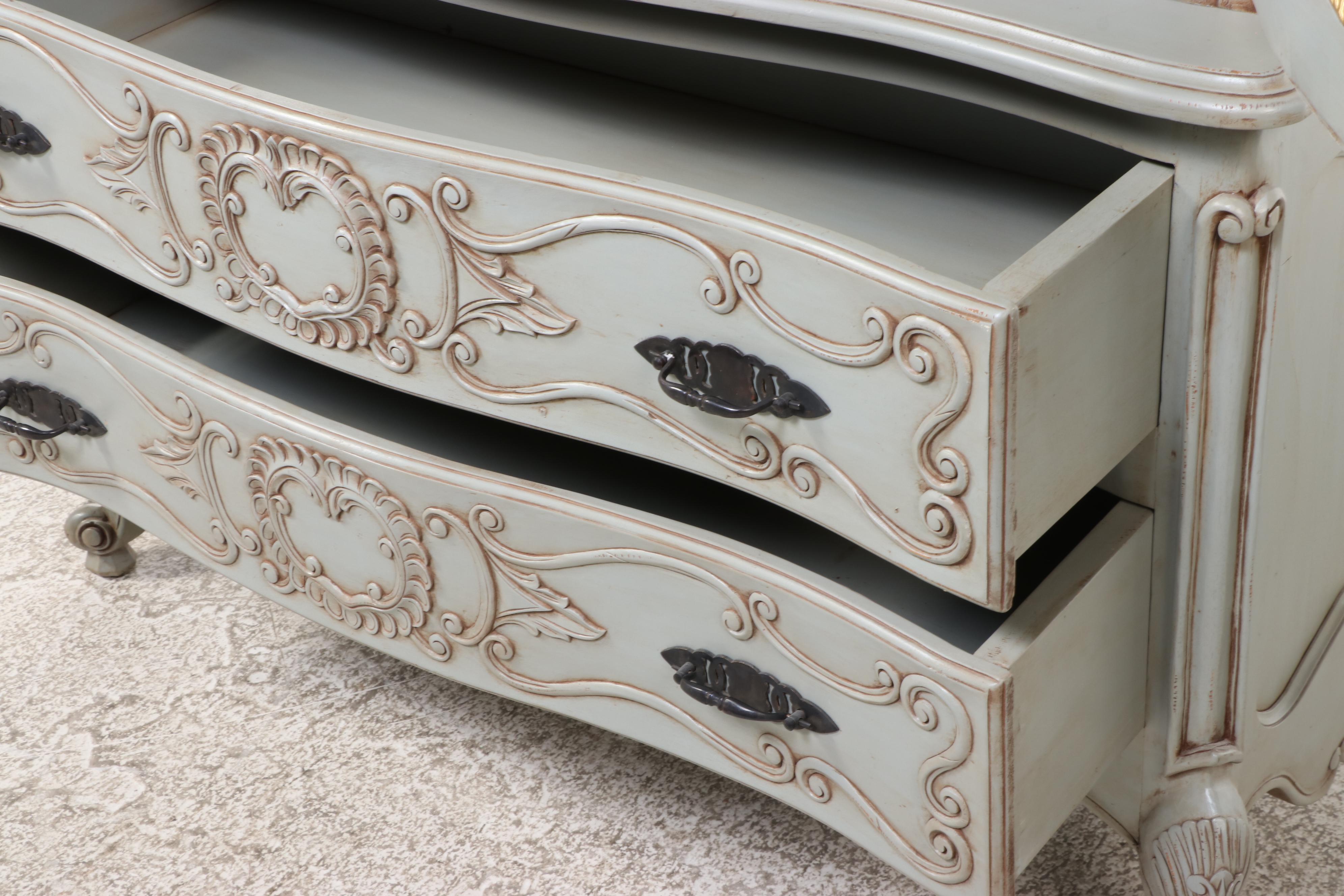 Marie Albert French Provincial Style Painted Wood Bombay China Cabinet