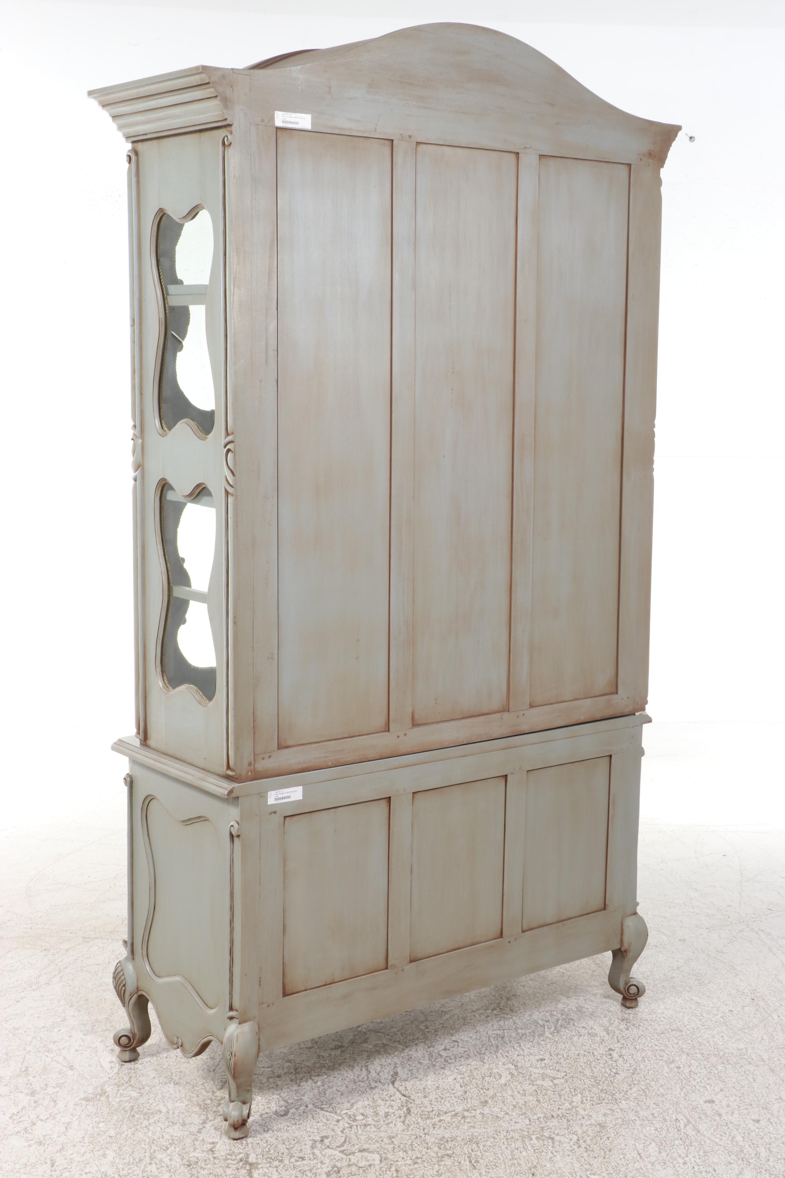 Marie Albert French Provincial Style Painted Wood Bombay China Cabinet