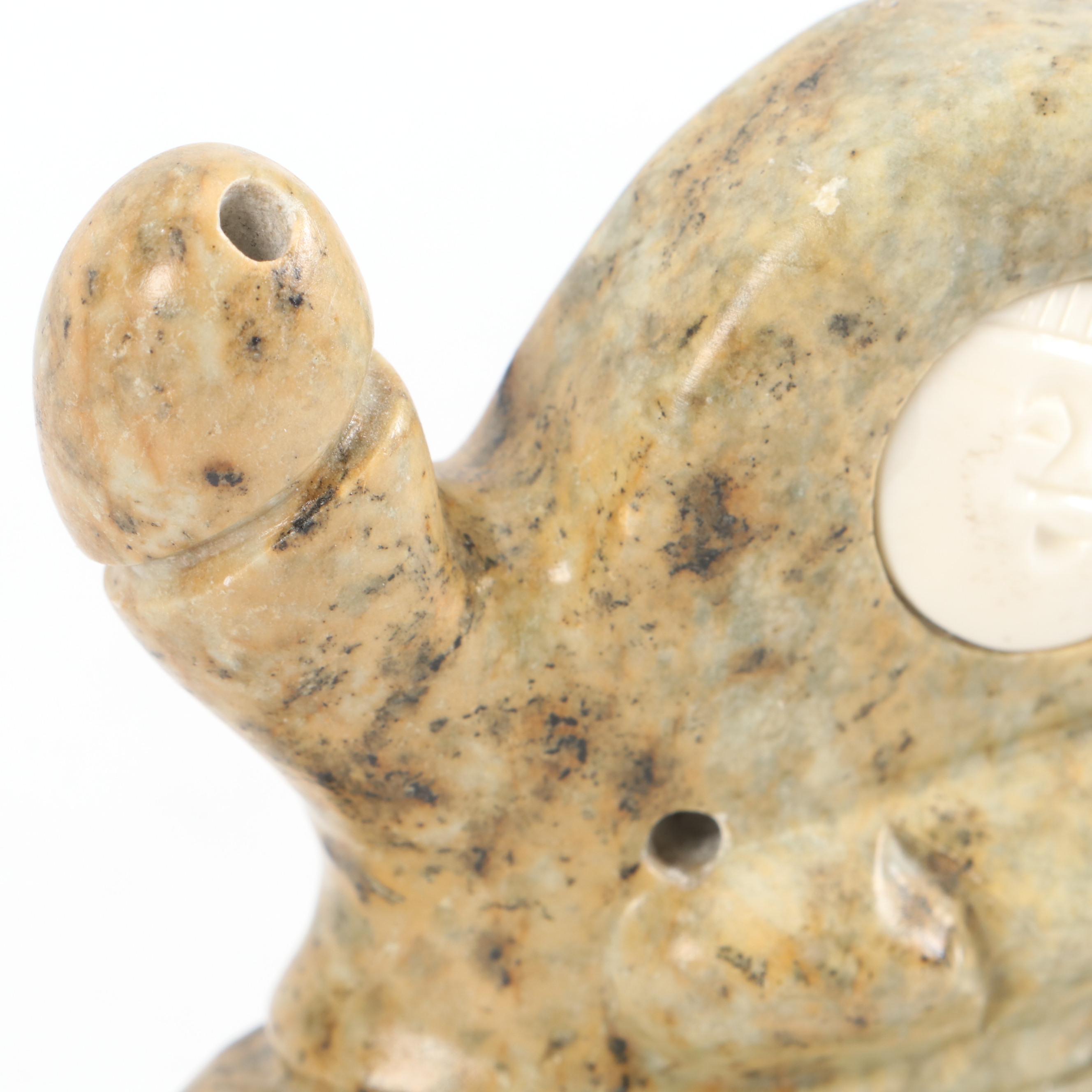 Bekoa Look Inuit Carved Soapstone and Whale Ivory Hunter