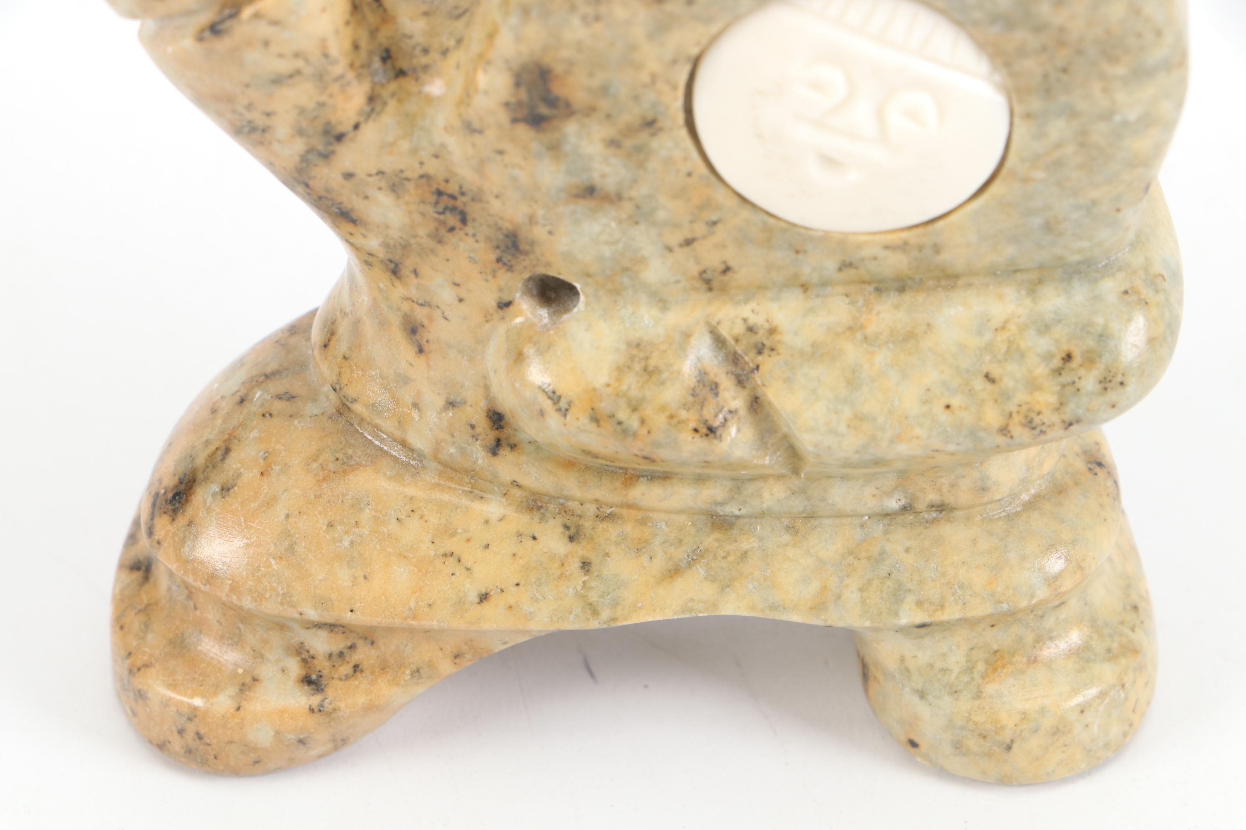 Bekoa Look Inuit Carved Soapstone and Whale Ivory Hunter
