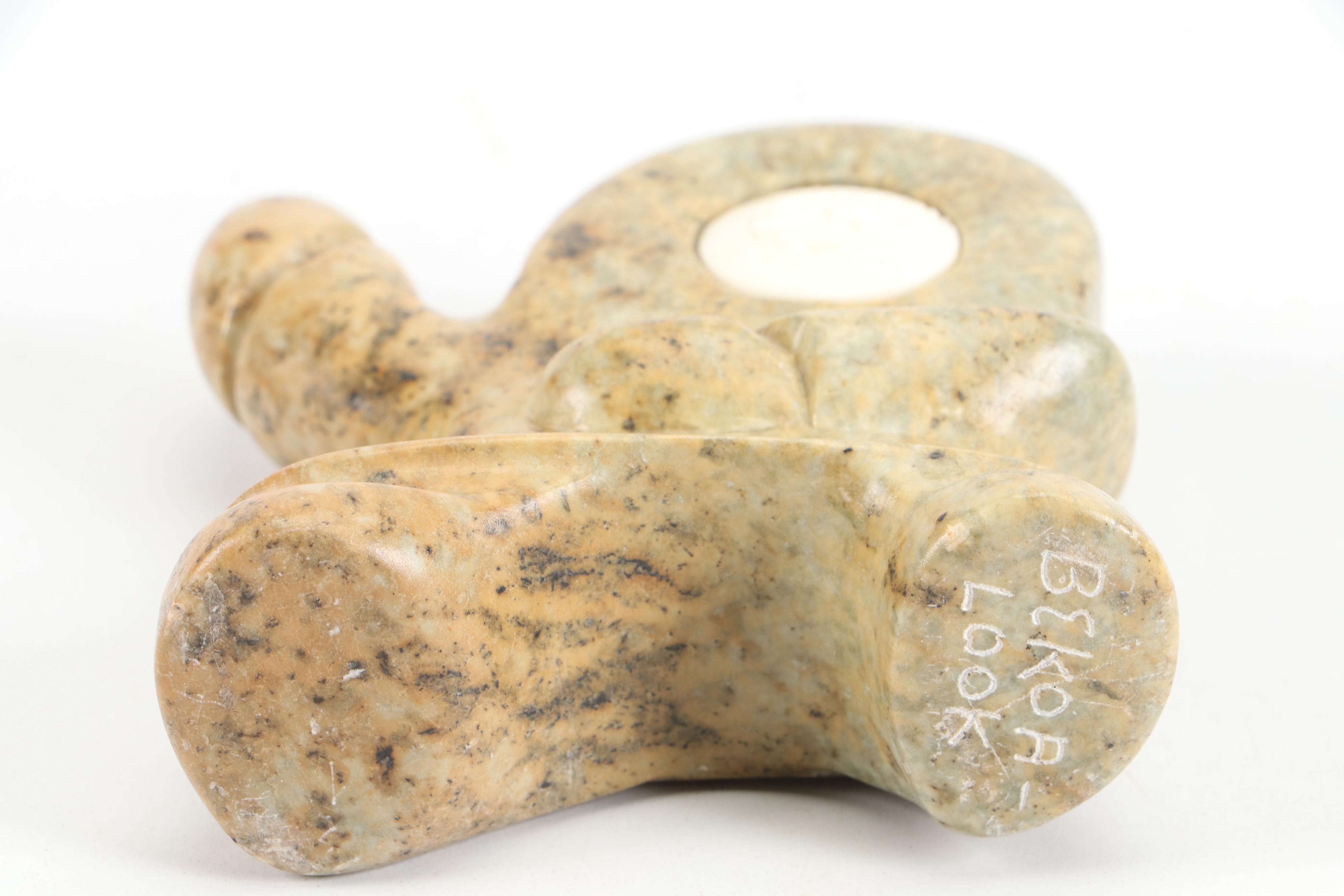 Bekoa Look Inuit Carved Soapstone and Whale Ivory Hunter