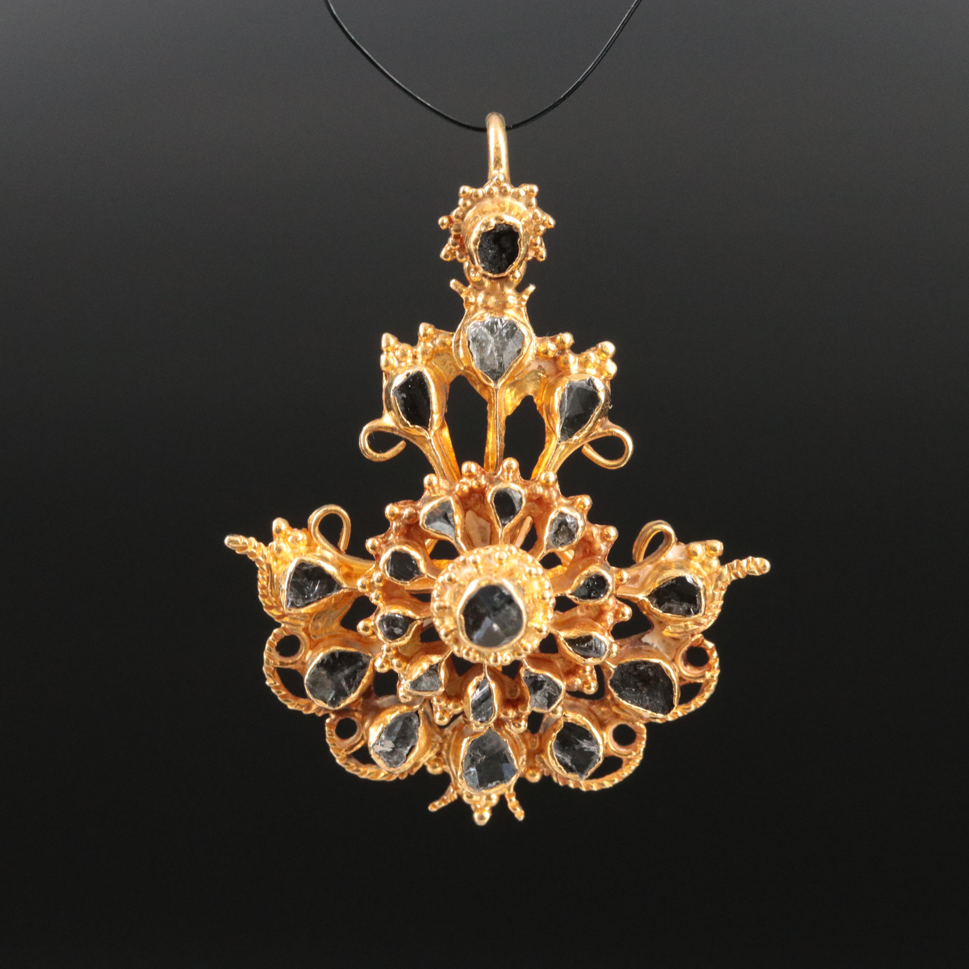 Rococo Revival 14K Diamond Articulated Pendant