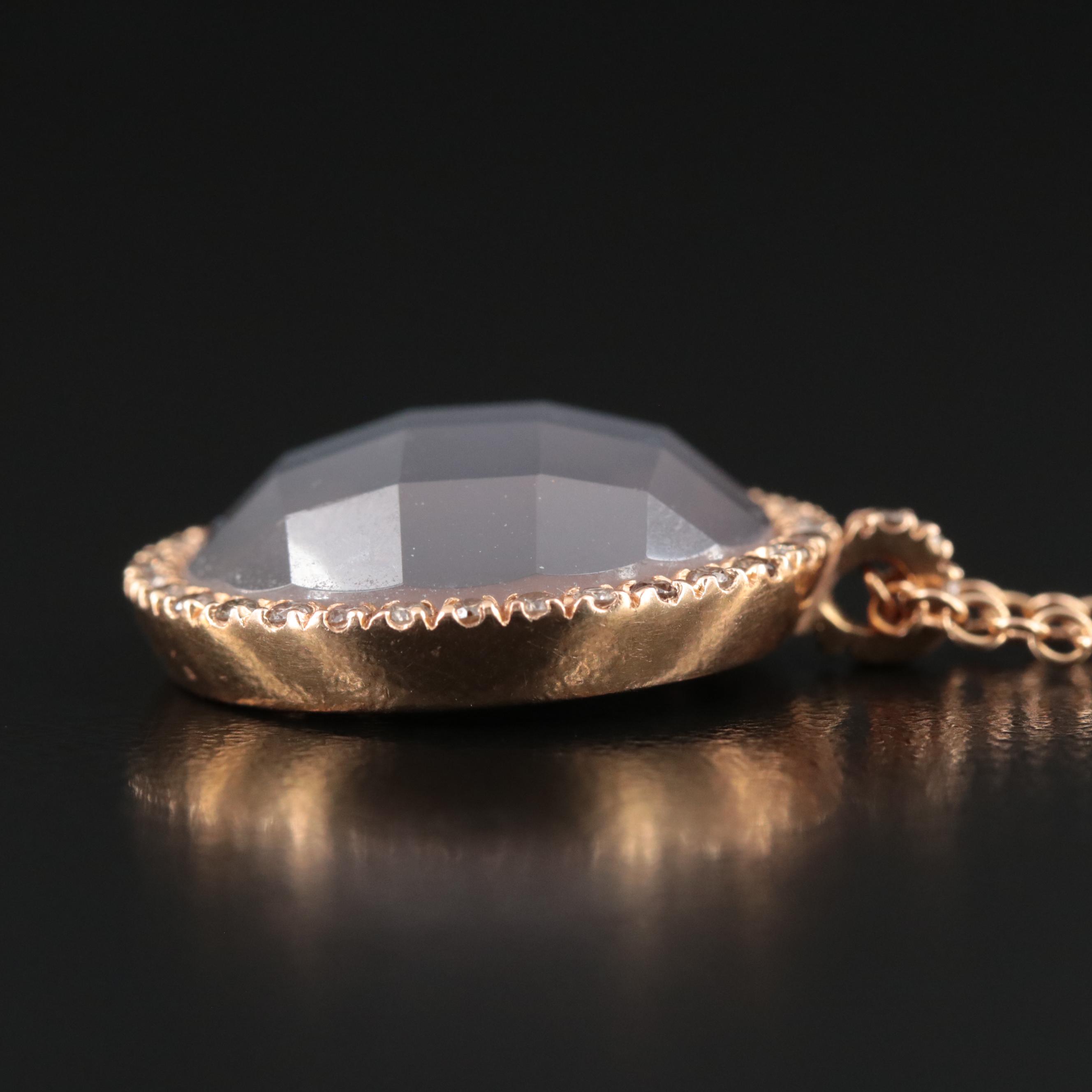 Roberto Marroni 18K Quartz and Hematite Doublet and Diamond Pendant Necklace