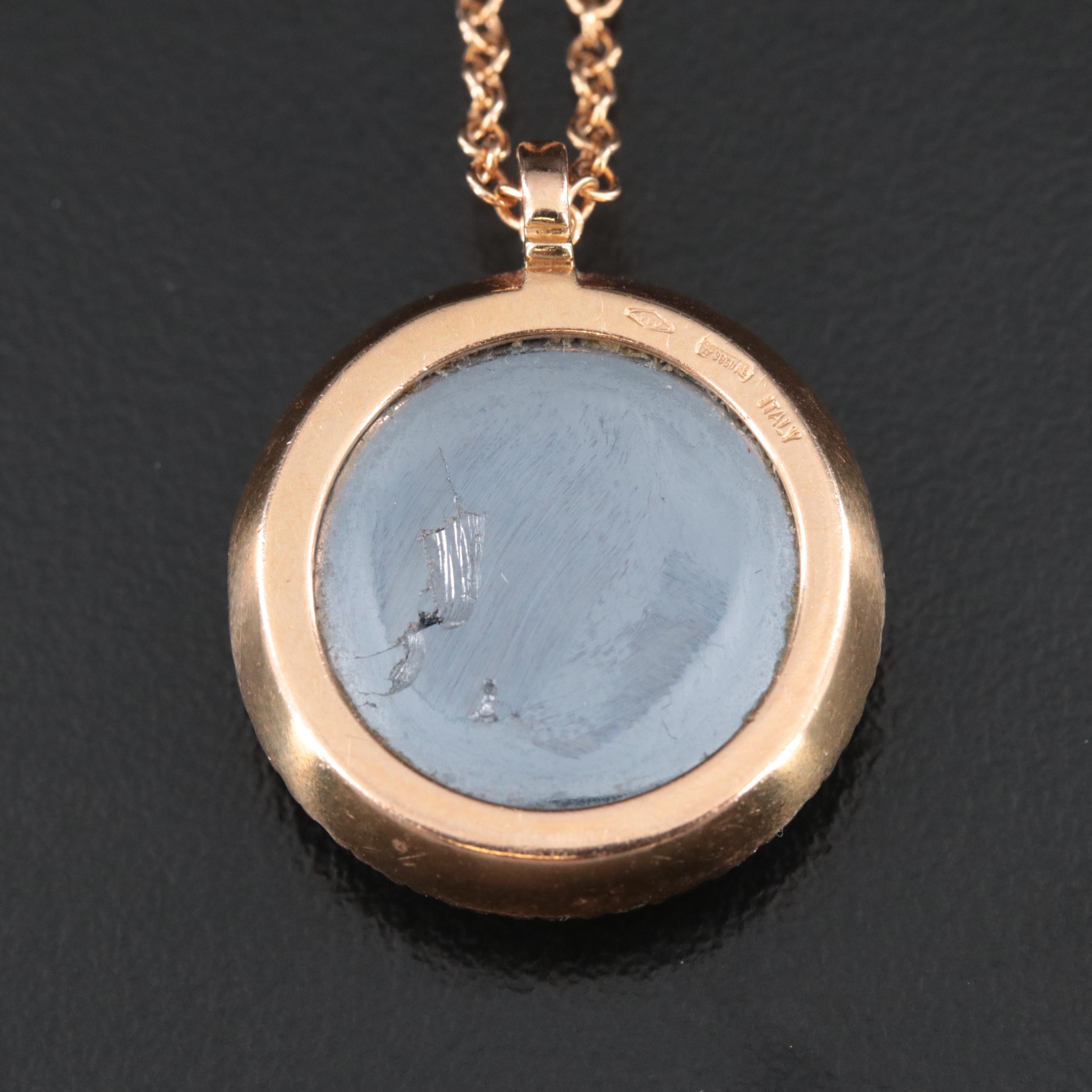 Roberto Marroni 18K Quartz and Hematite Doublet and Diamond Pendant Necklace