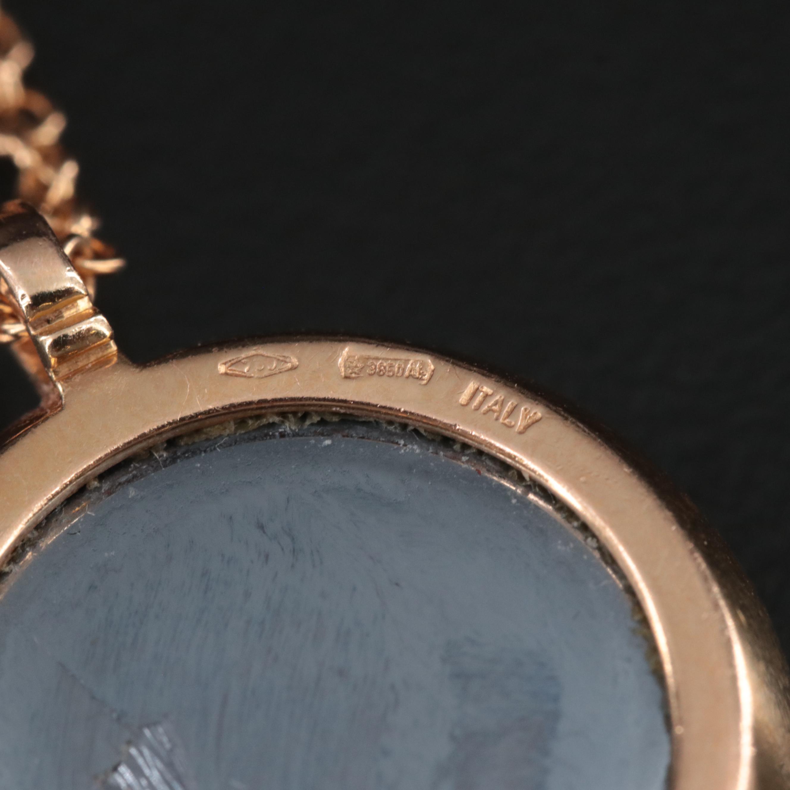 Roberto Marroni 18K Quartz and Hematite Doublet and Diamond Pendant Necklace