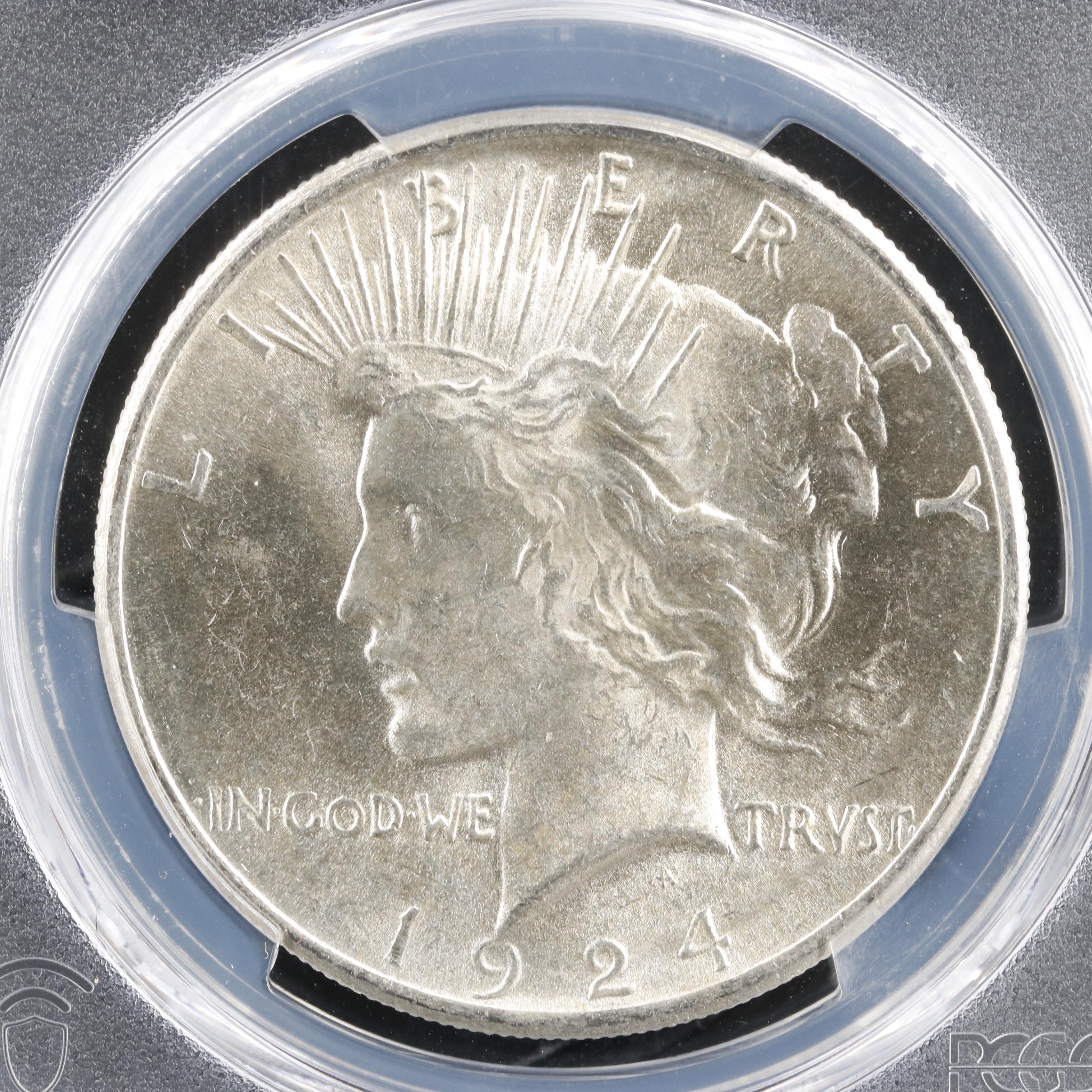 1924 and 1925 Peace Silver Dollars, PCGS Graded MS63