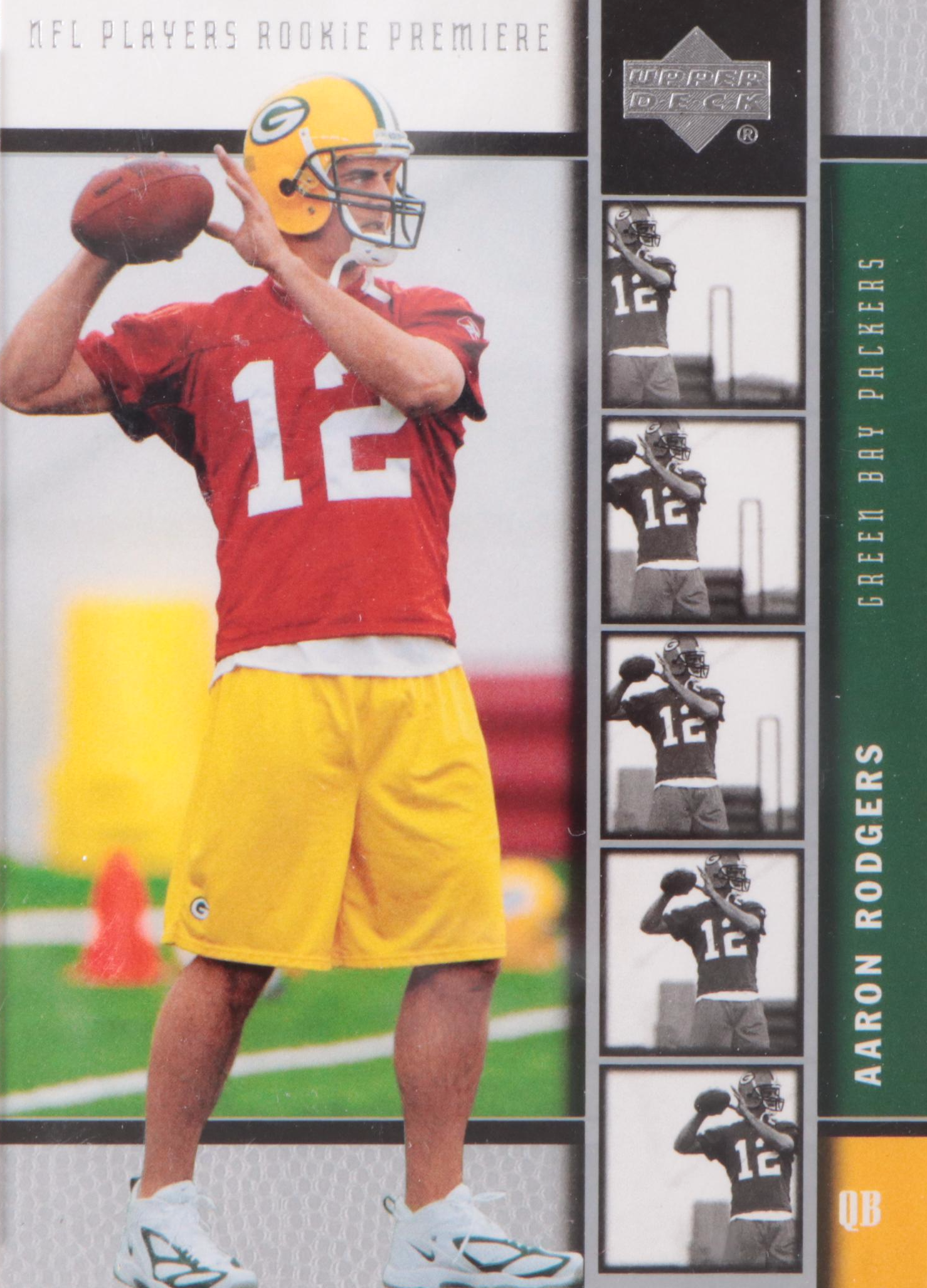 2005 Upper Deck Rookie Premiere Aaron Rodgers Football Card #16 Graded PSA 9